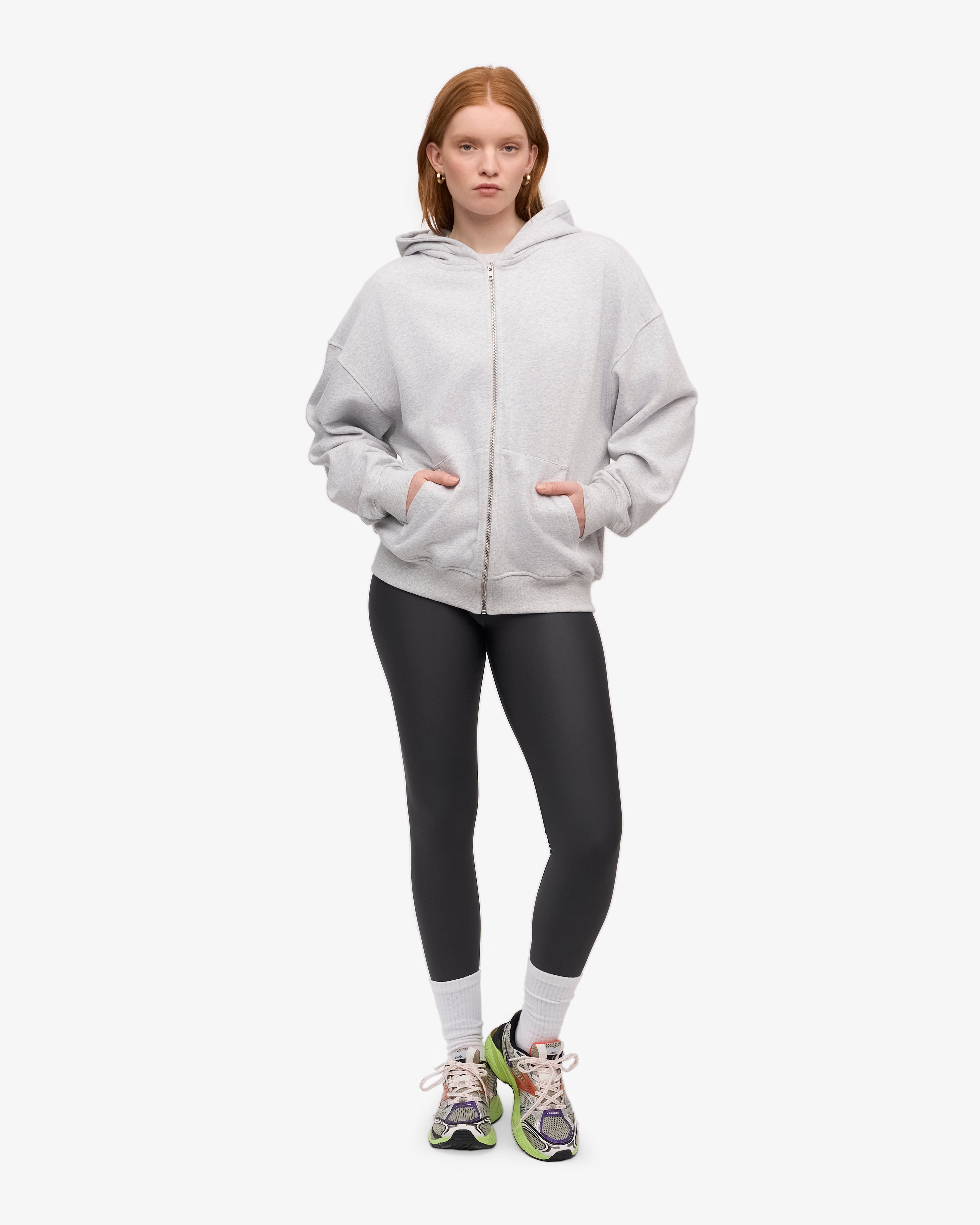 Organic Oversized Zip Hood - Snow Melange