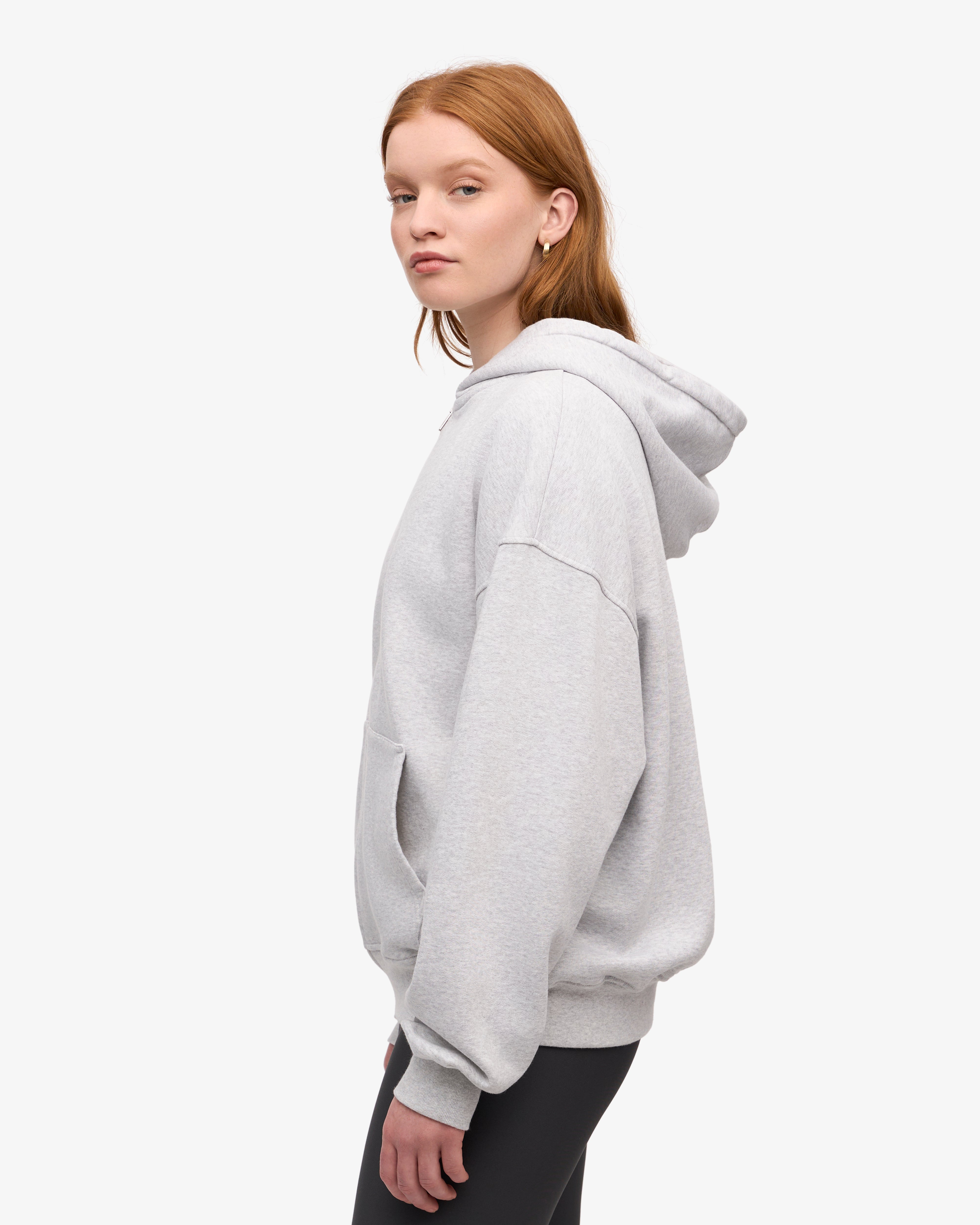 Organic Oversized Zip Hood - Snow Melange