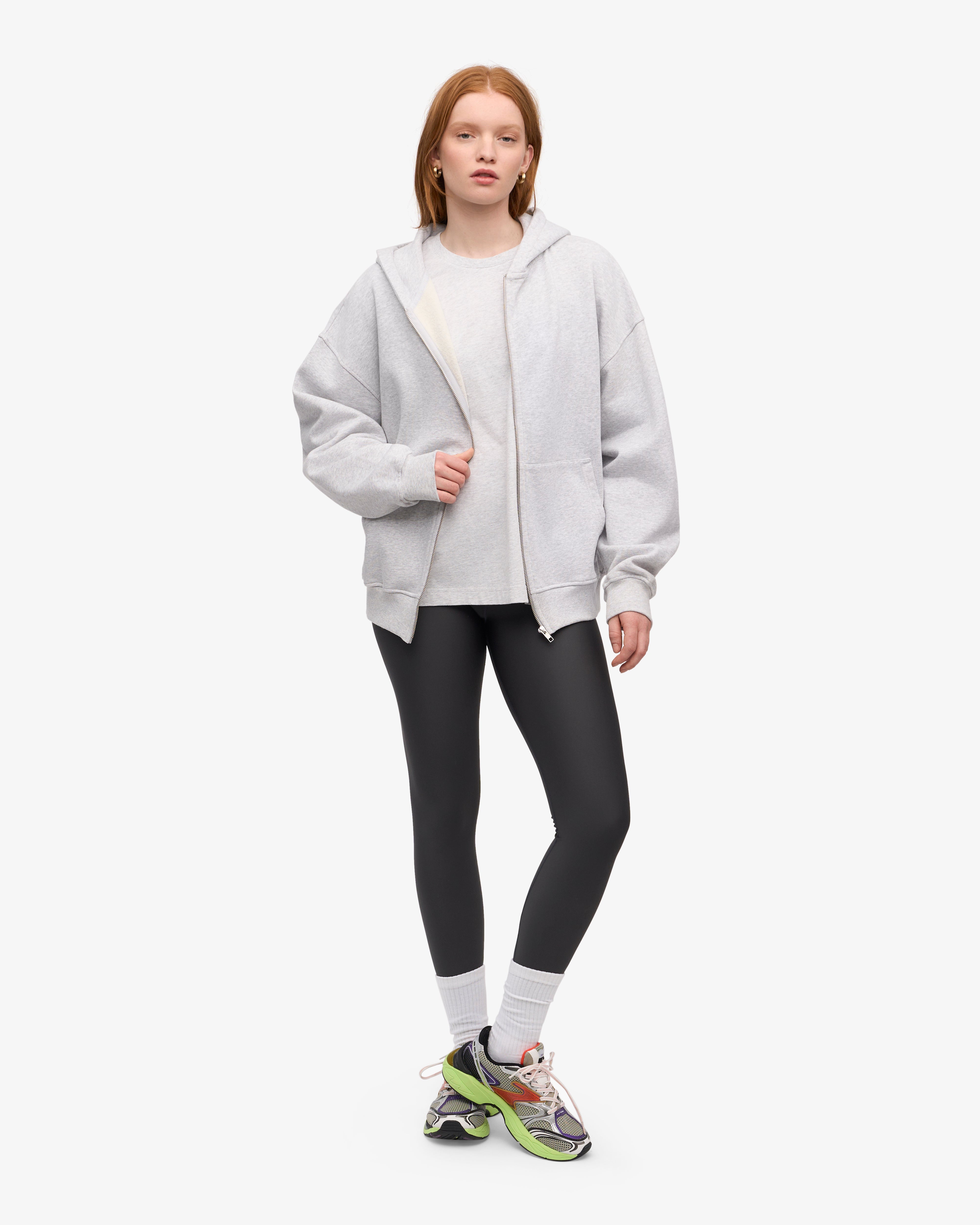 Organic Oversized Zip Hood - Snow Melange