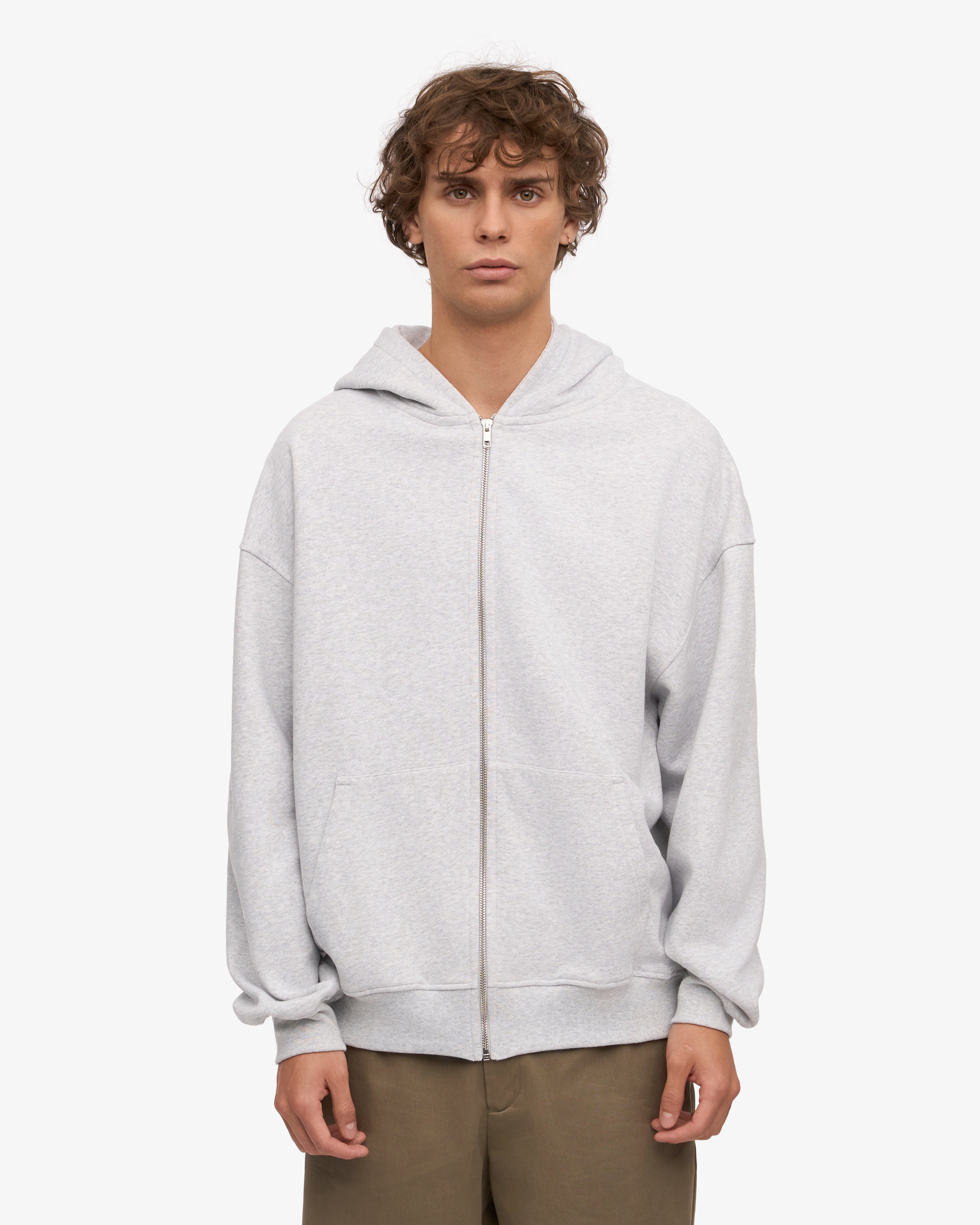 Organic Oversized Zip Hood - Snow Melange
