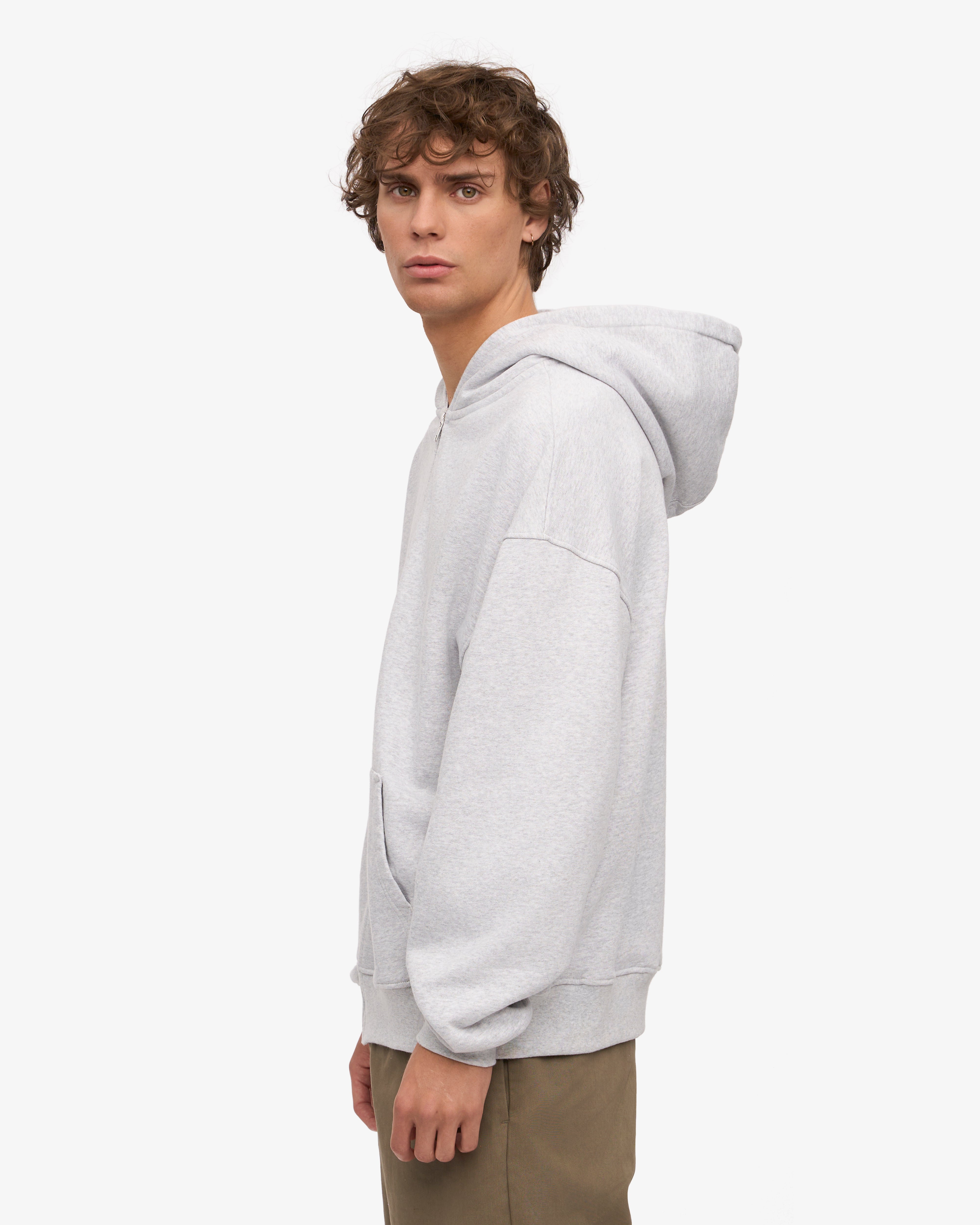 Organic Oversized Zip Hood - Snow Melange