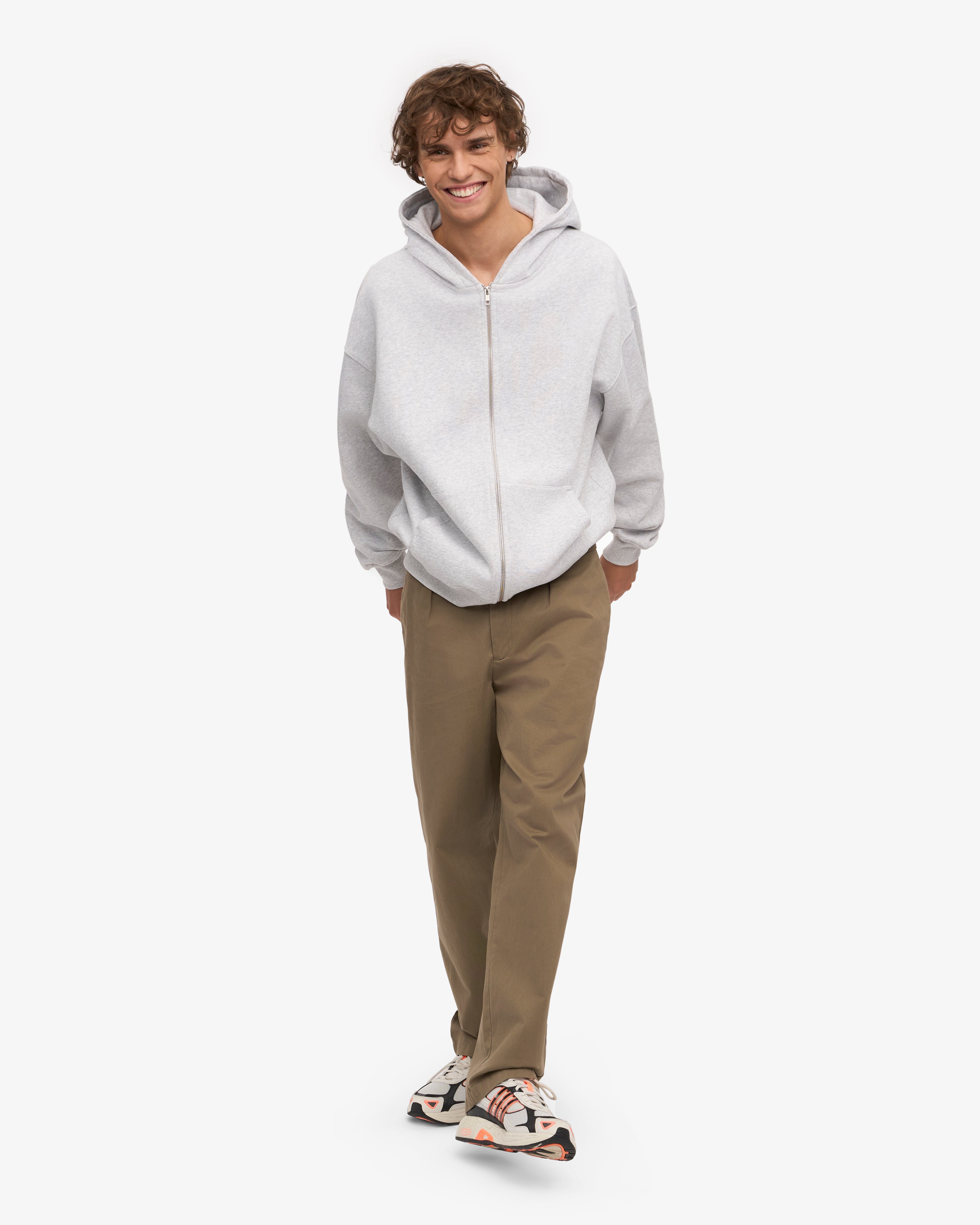 Organic Oversized Zip Hood - Snow Melange