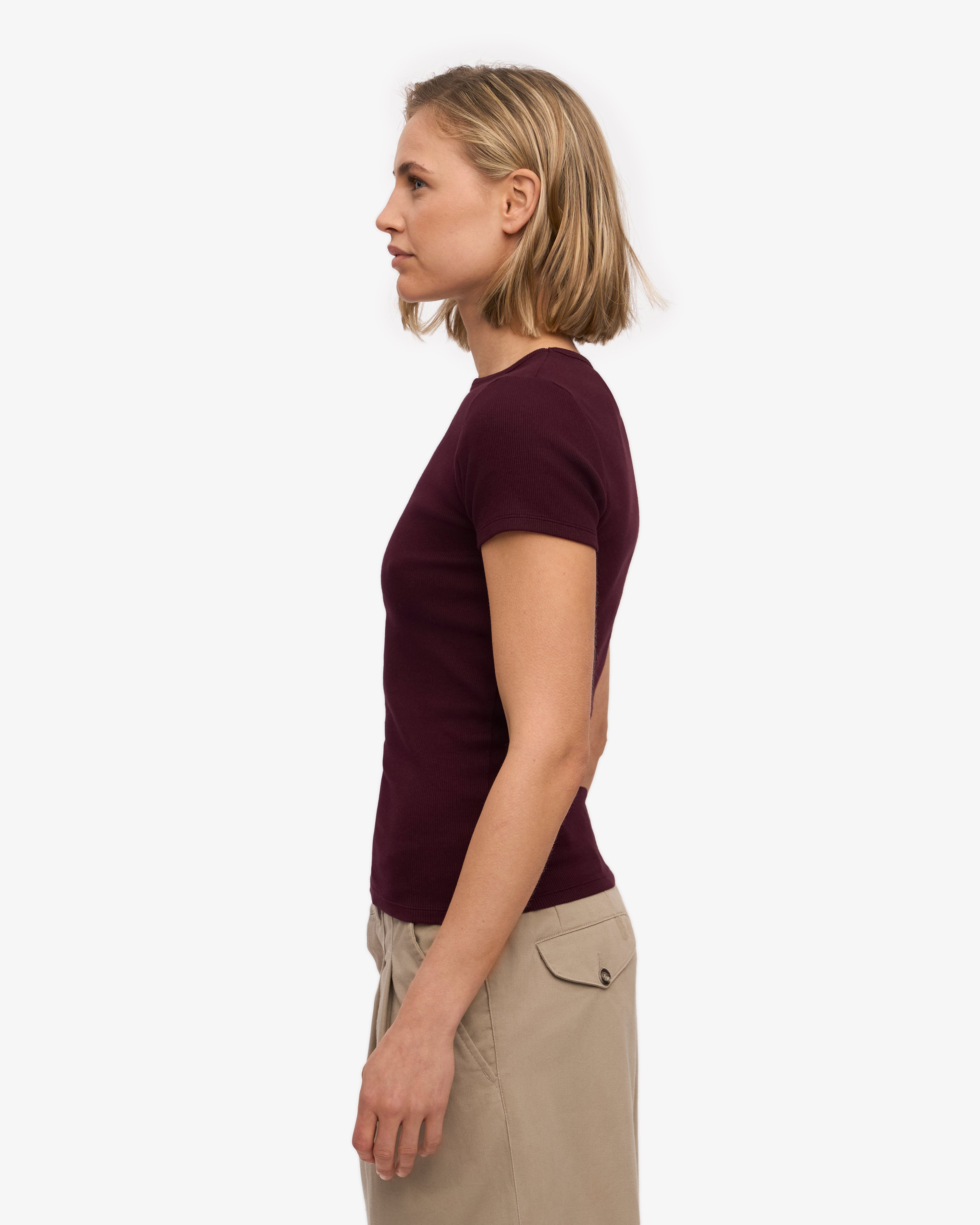 Organic Rib T-Shirt - Oxblood Red