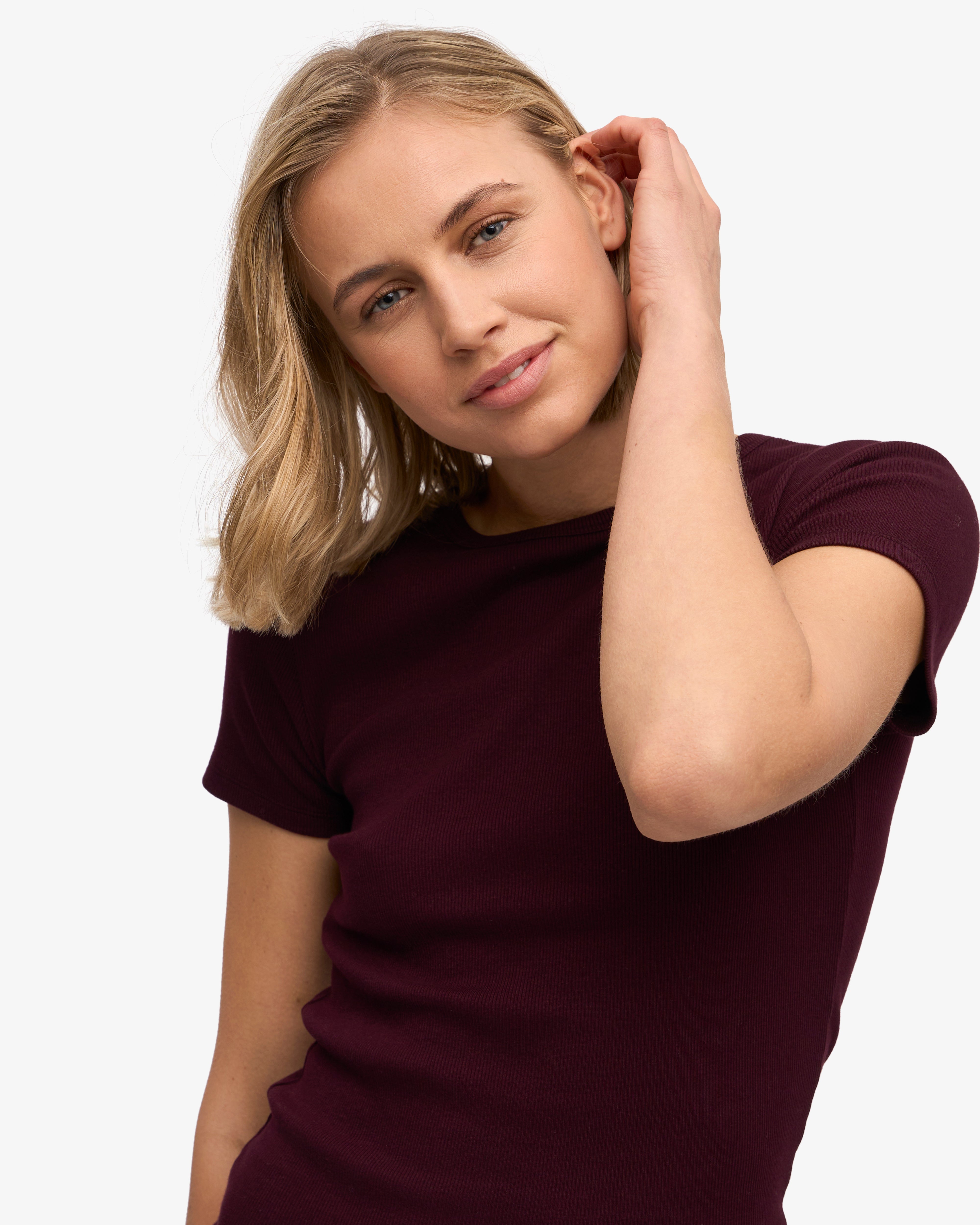 Organic Rib T-Shirt - Oxblood Red