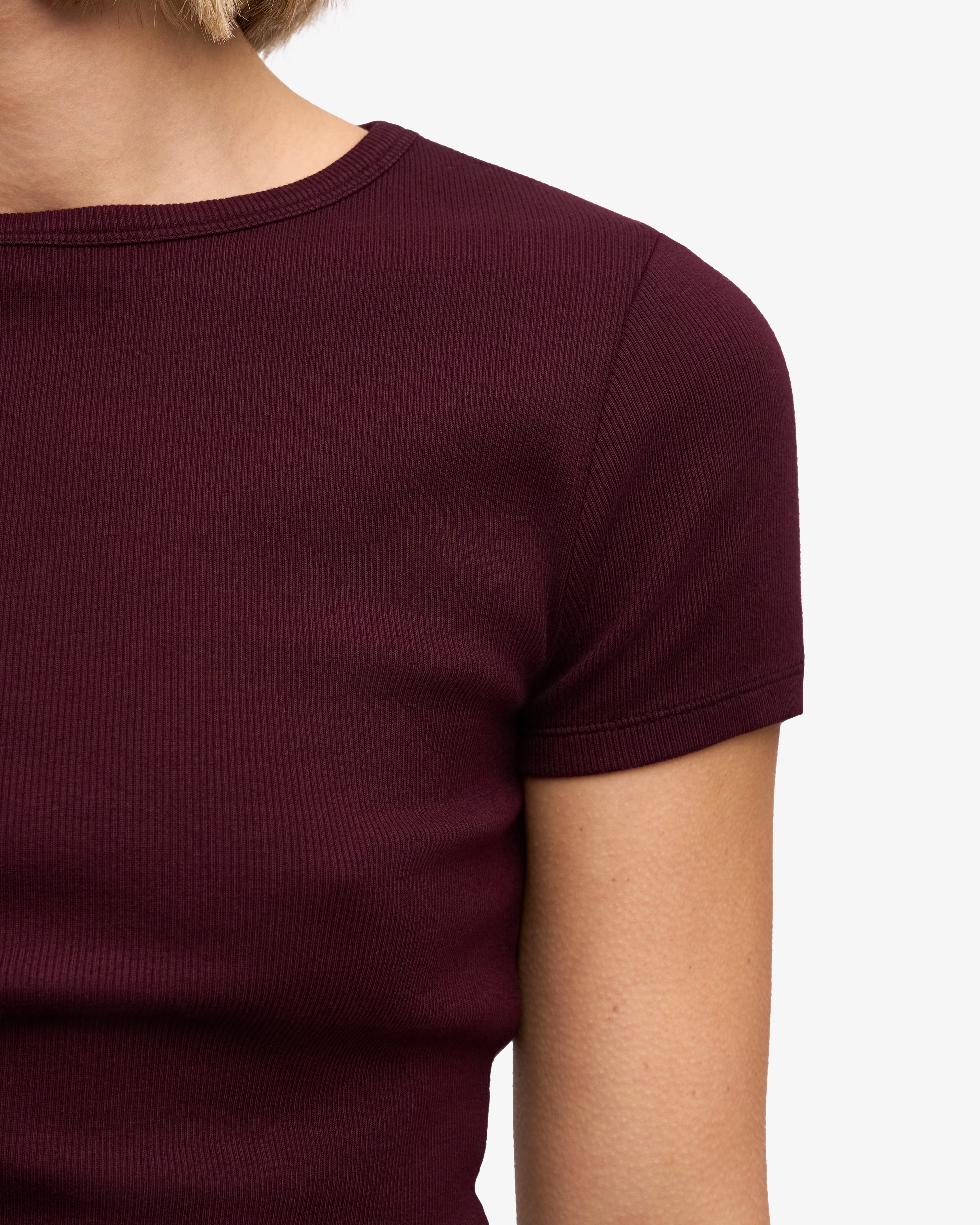 Organic Rib T-Shirt - Oxblood Red