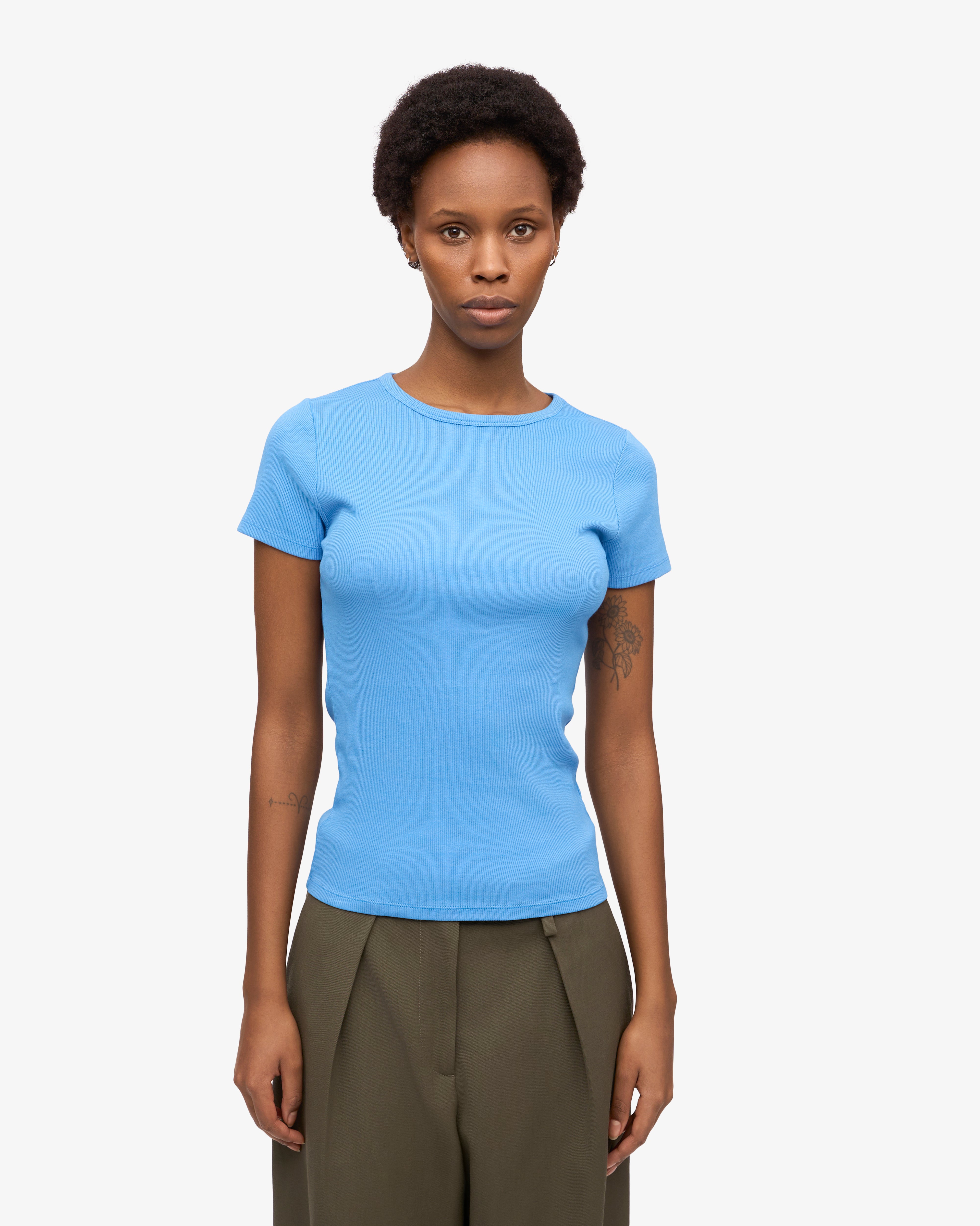 Organic Rib T-Shirt - Pacific Blue