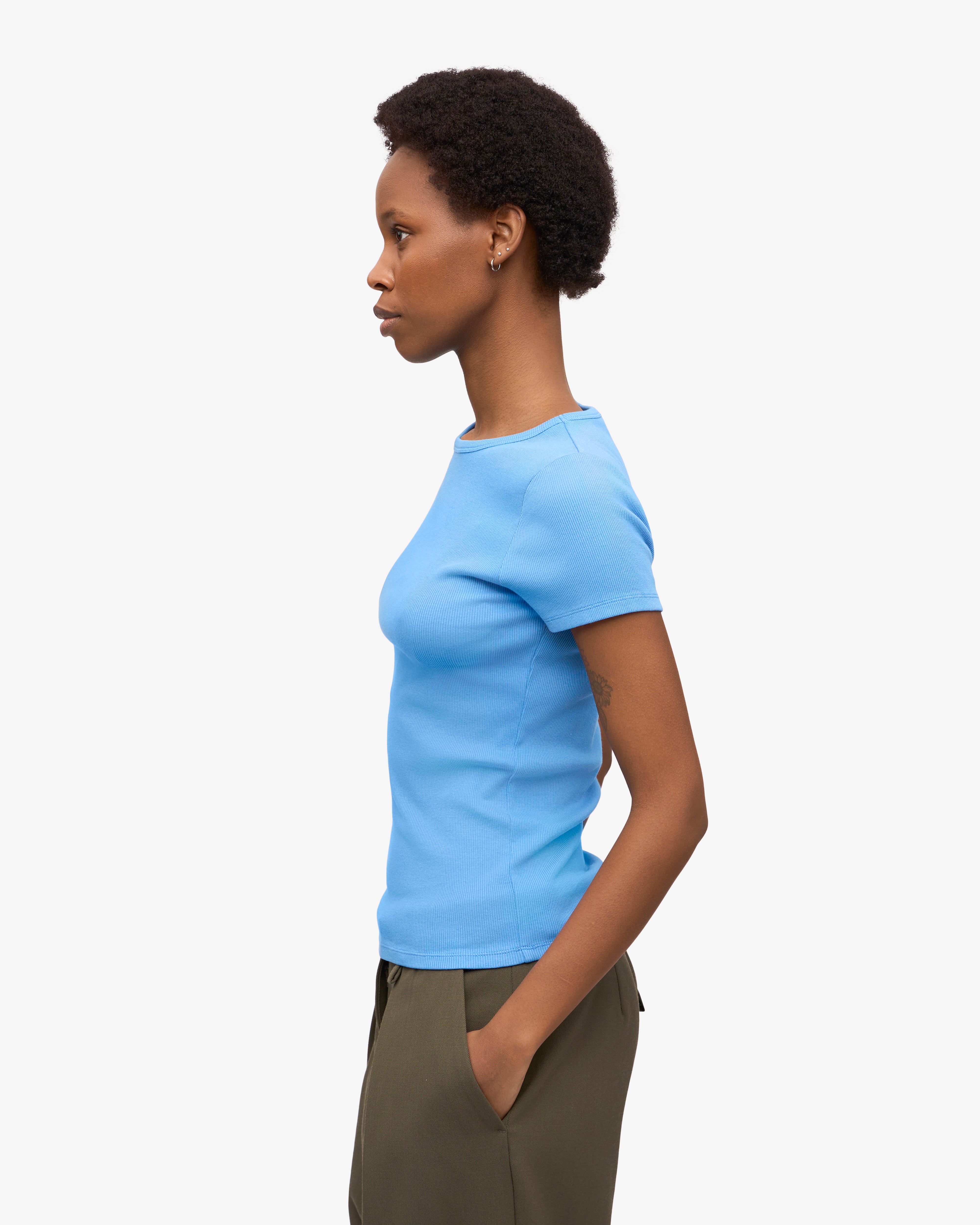 Organic Rib T-Shirt - Pacific Blue