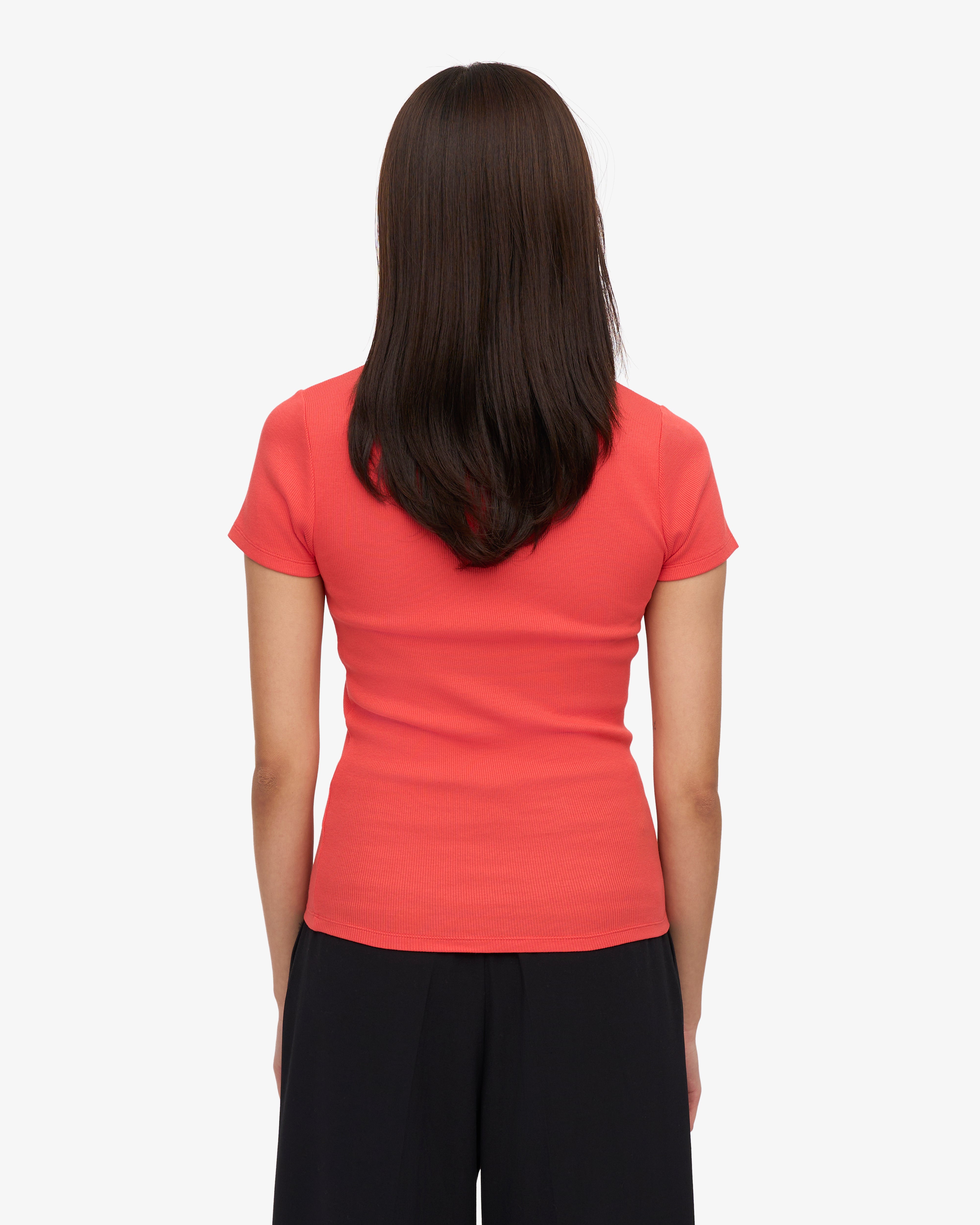 Organic Rib T-Shirt - Red Tangerine