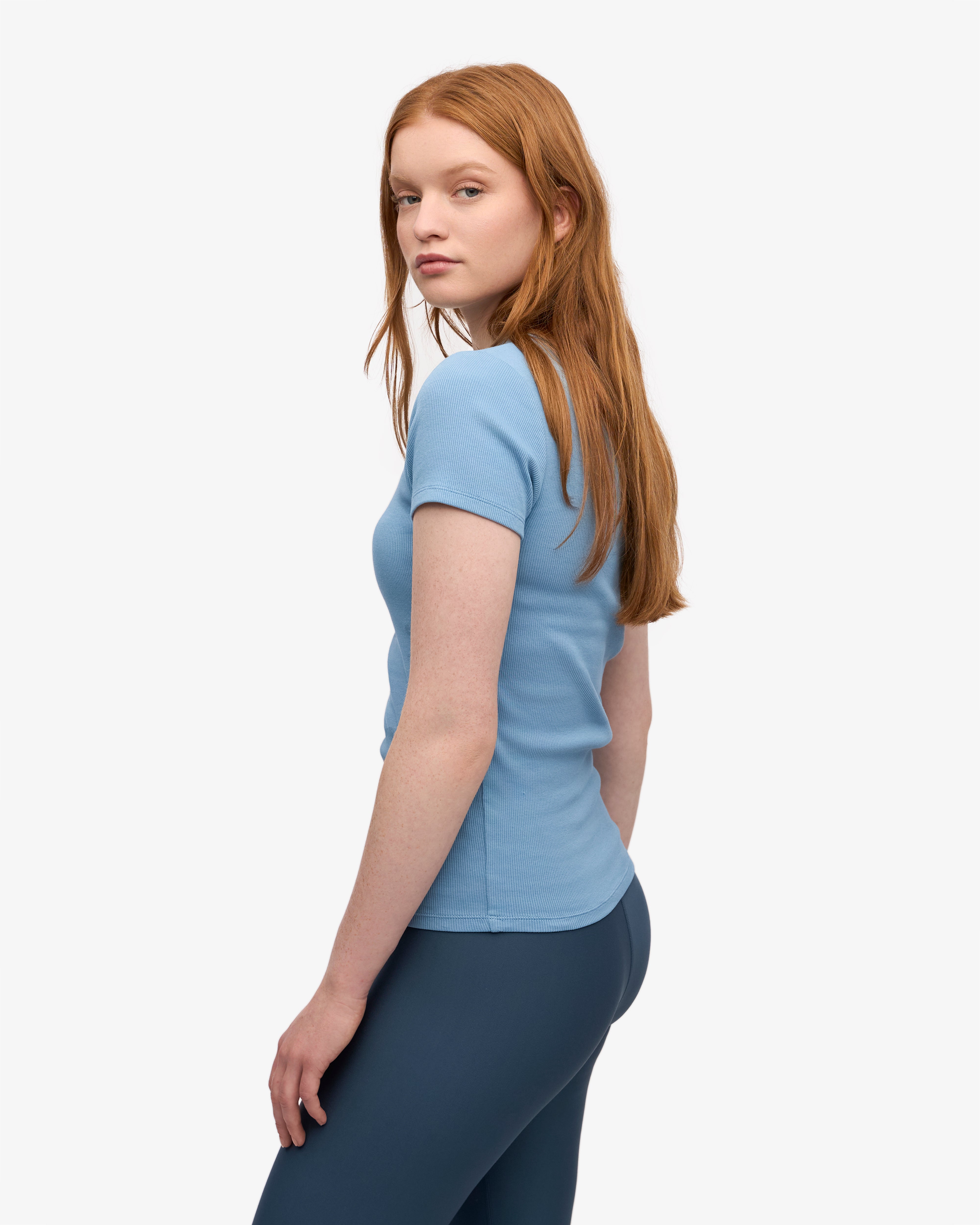 Organic Rib T-Shirt - Seaside Blue