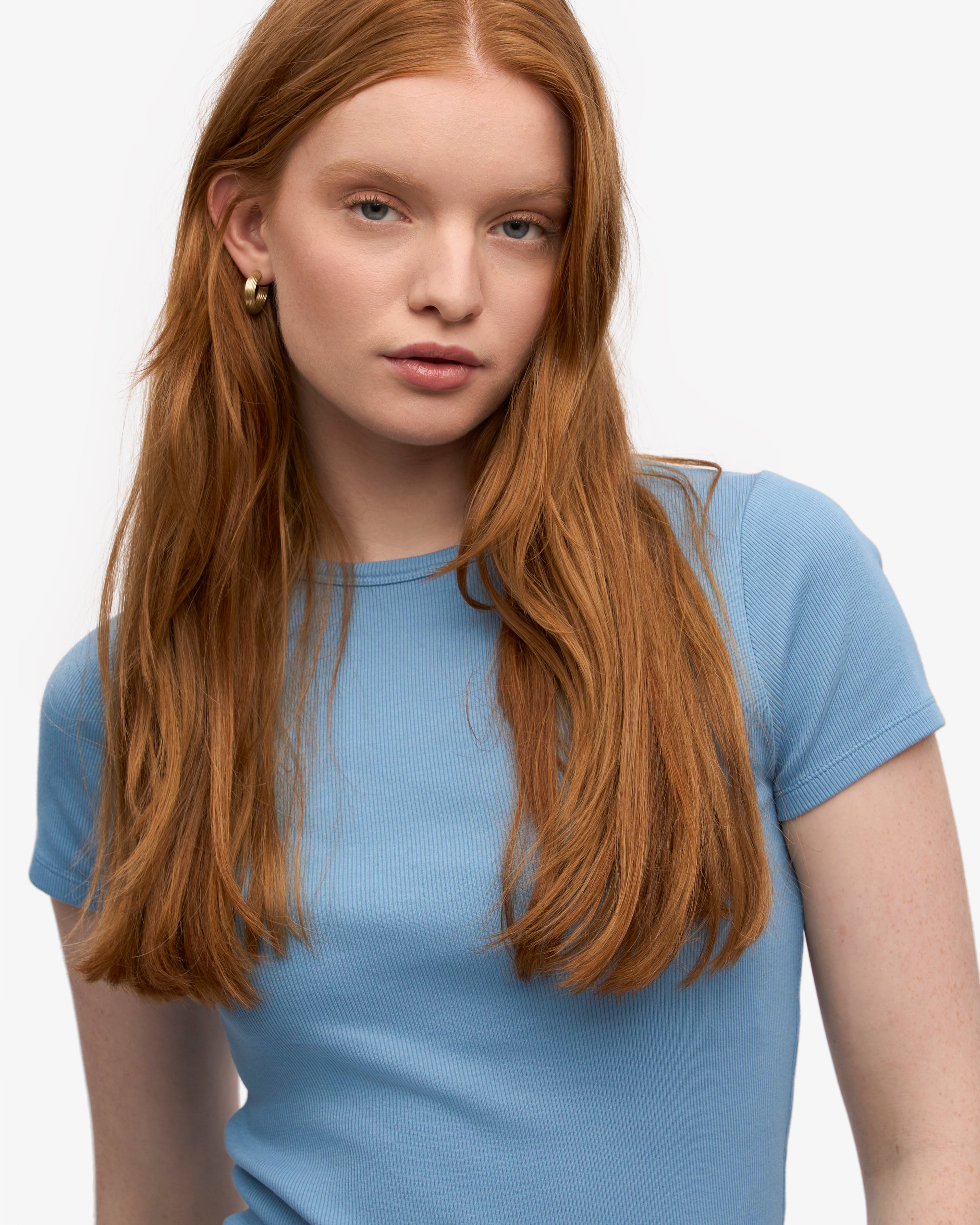Organic Rib T-Shirt - Seaside Blue