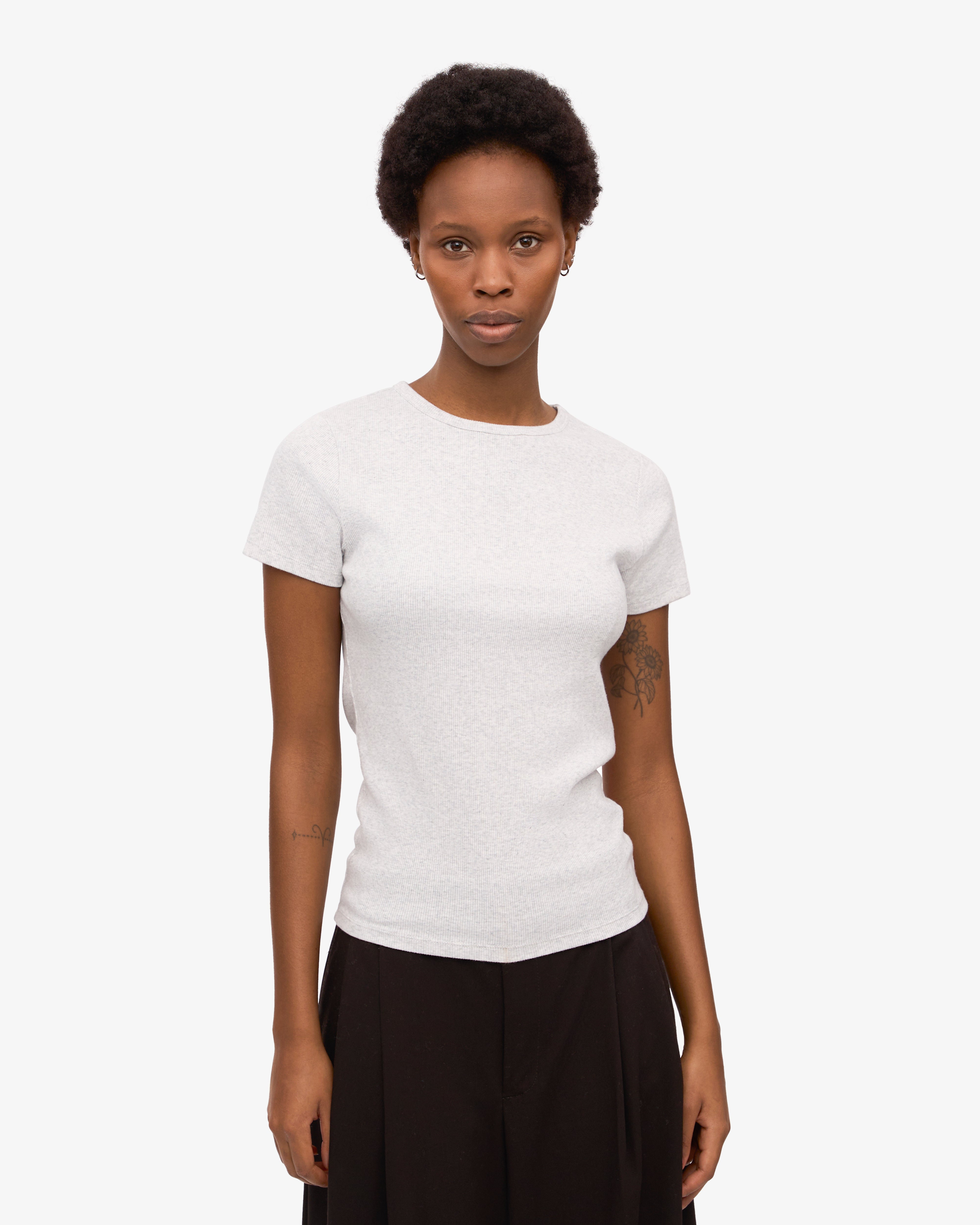 Organic Rib T-Shirt - Snow Melange