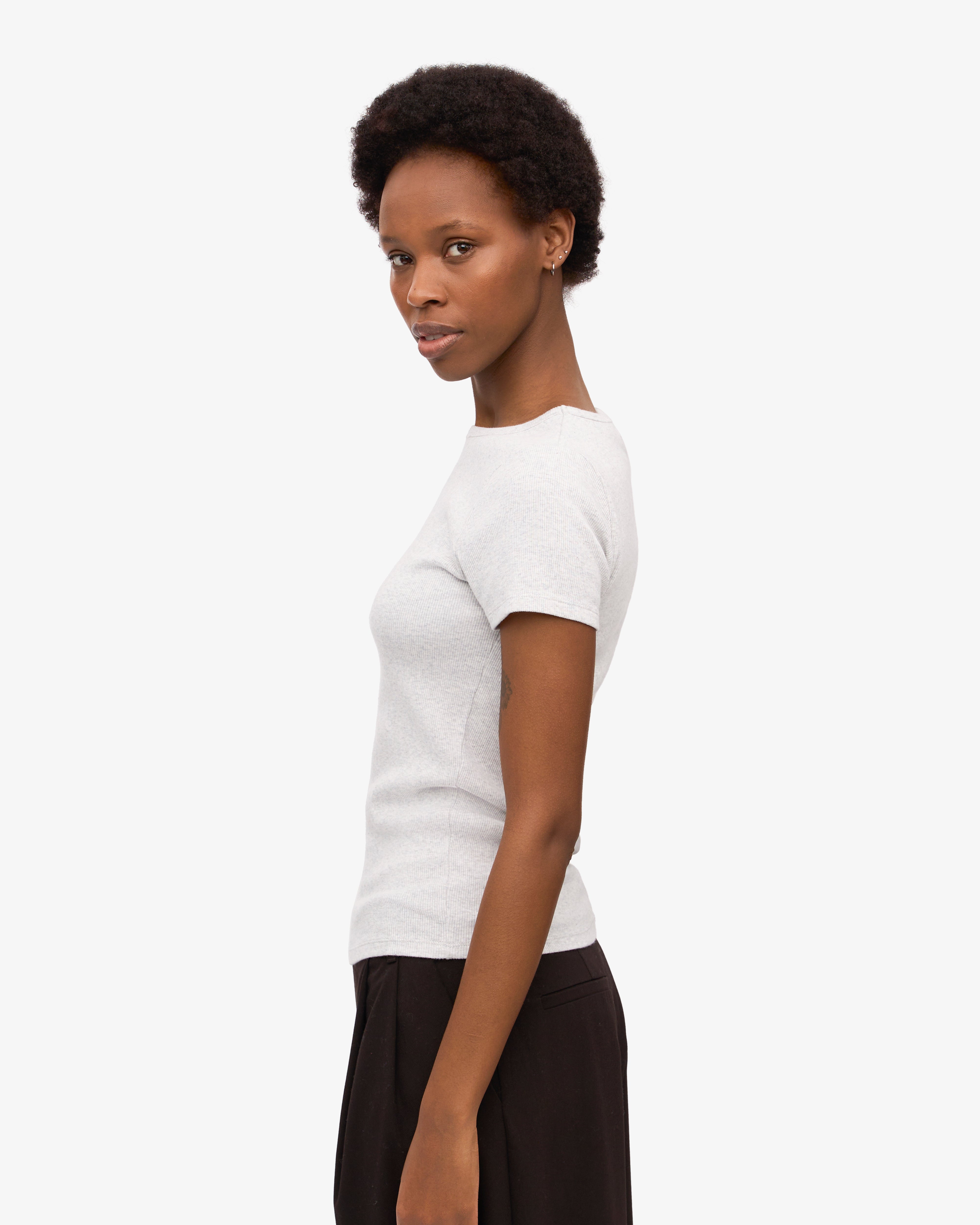 Organic Rib T-Shirt - Snow Melange
