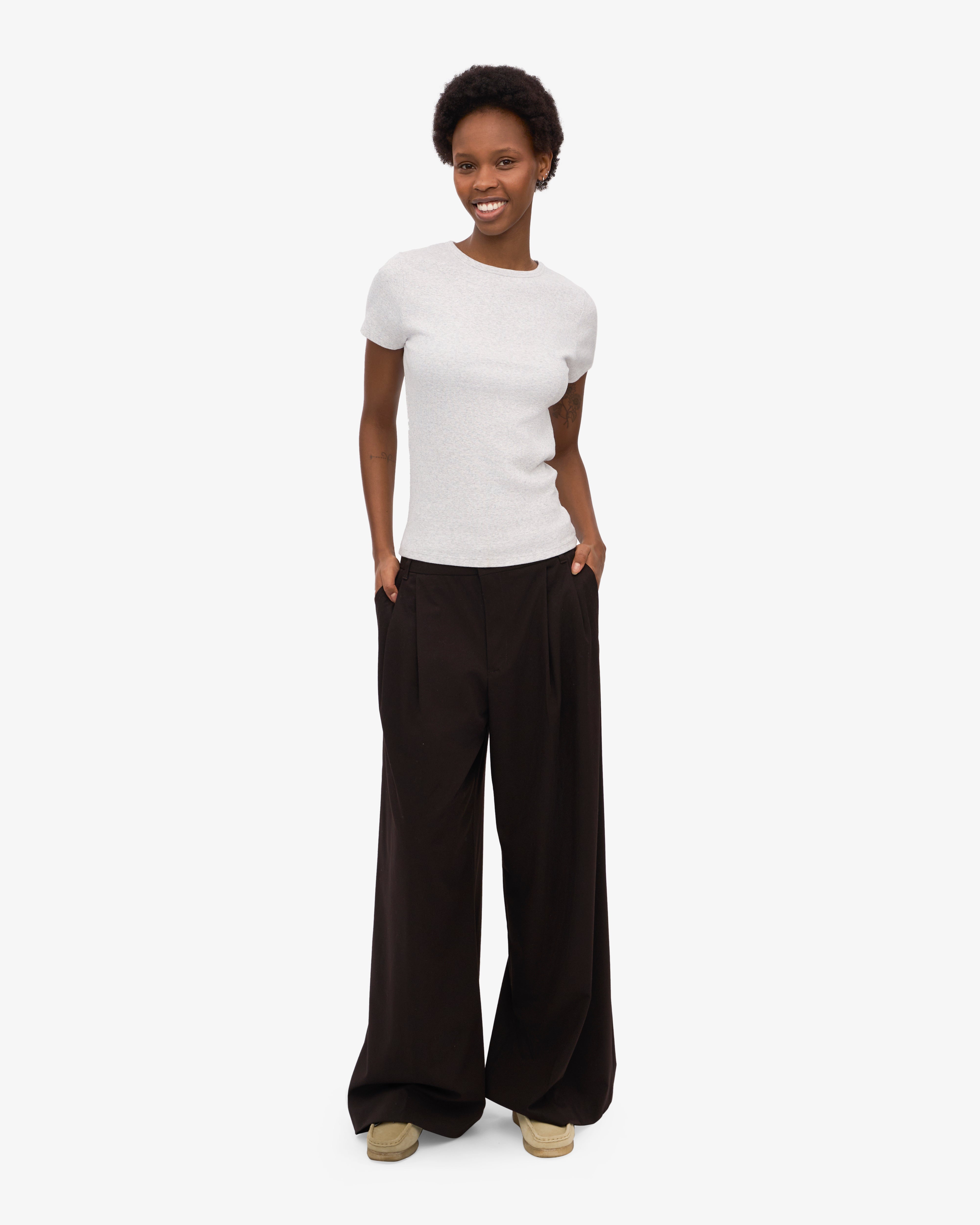 Organic Rib T-Shirt - Snow Melange