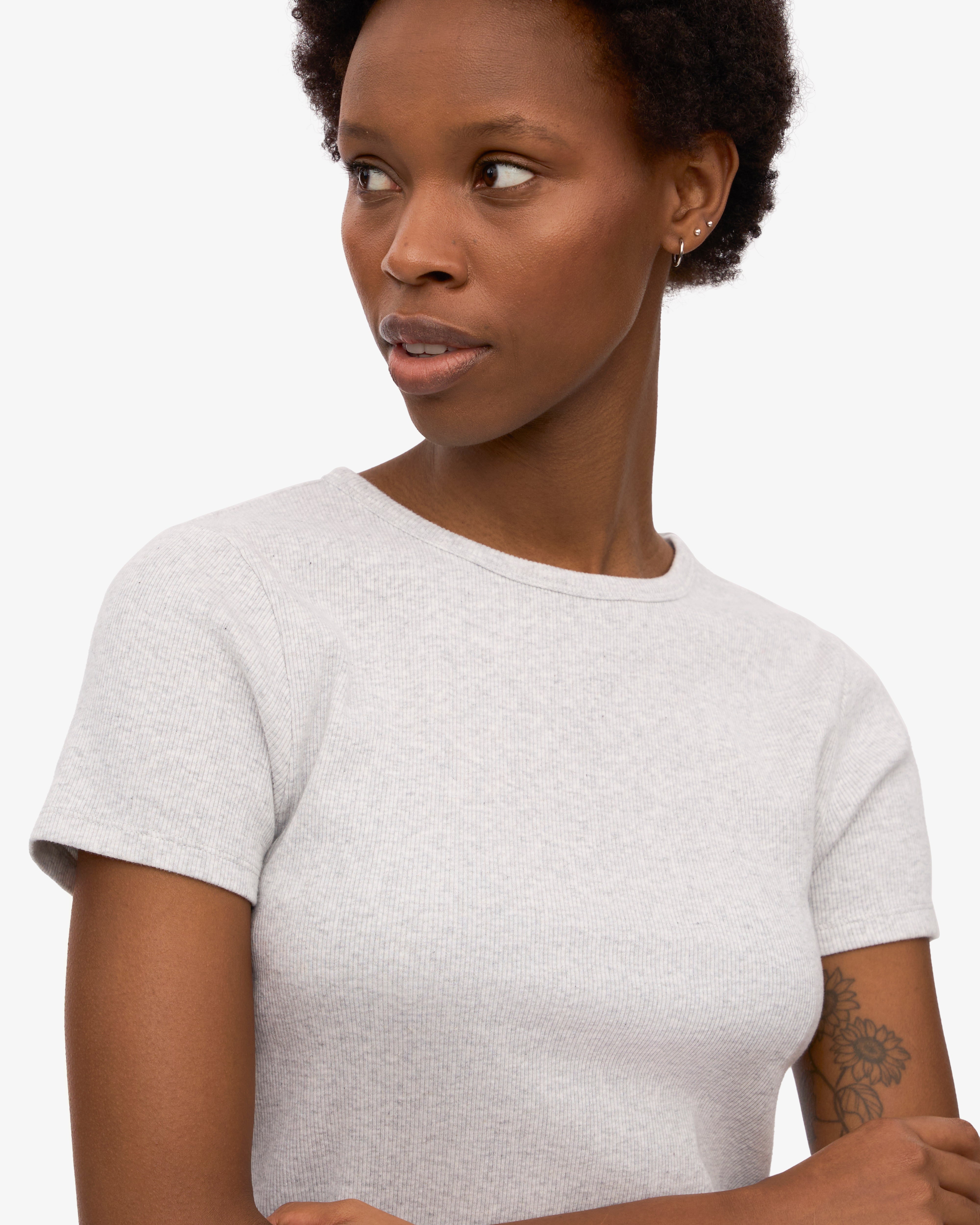 Organic Rib T-Shirt - Snow Melange