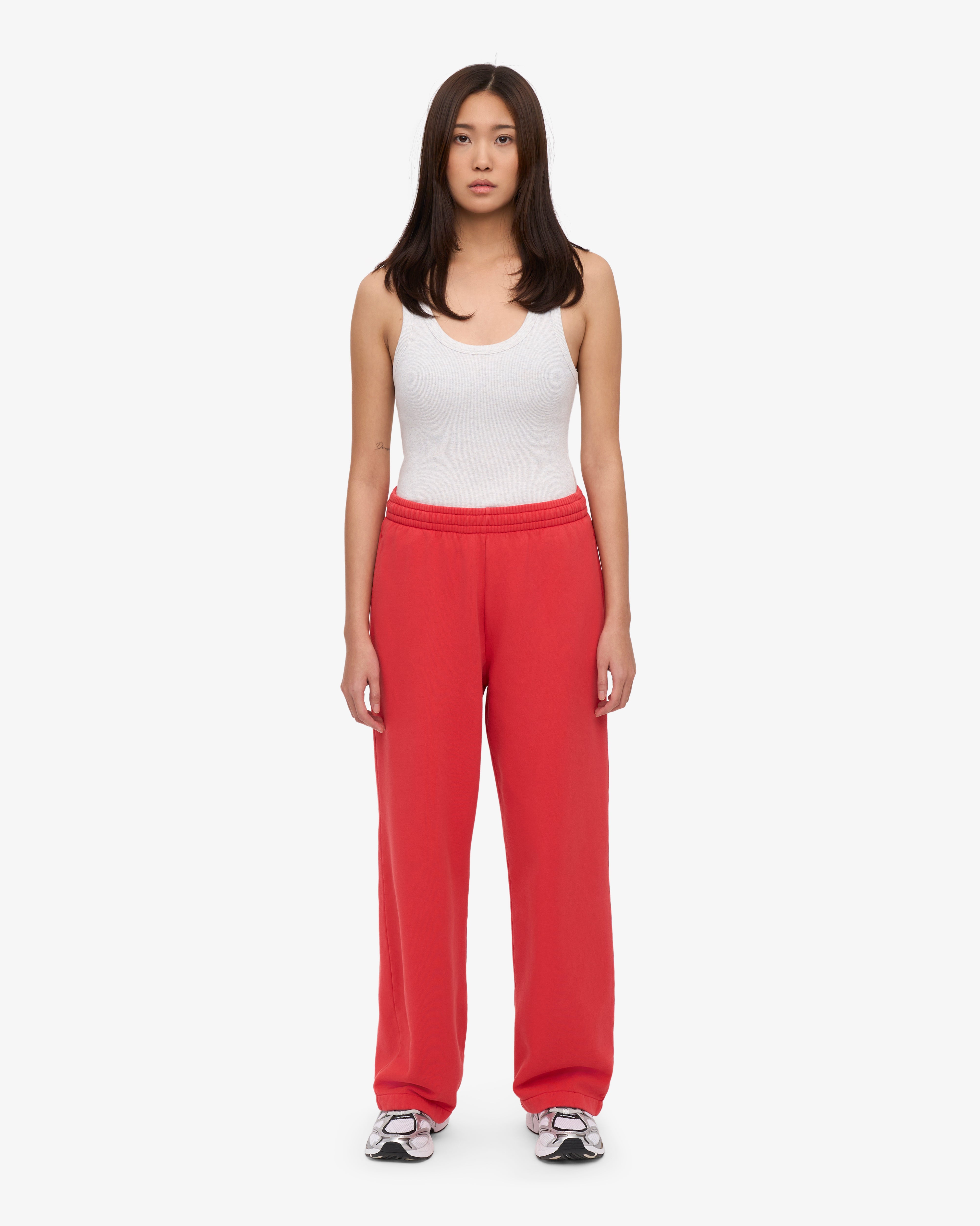 Organic Straight Leg Sweatpants - Red Tangerine