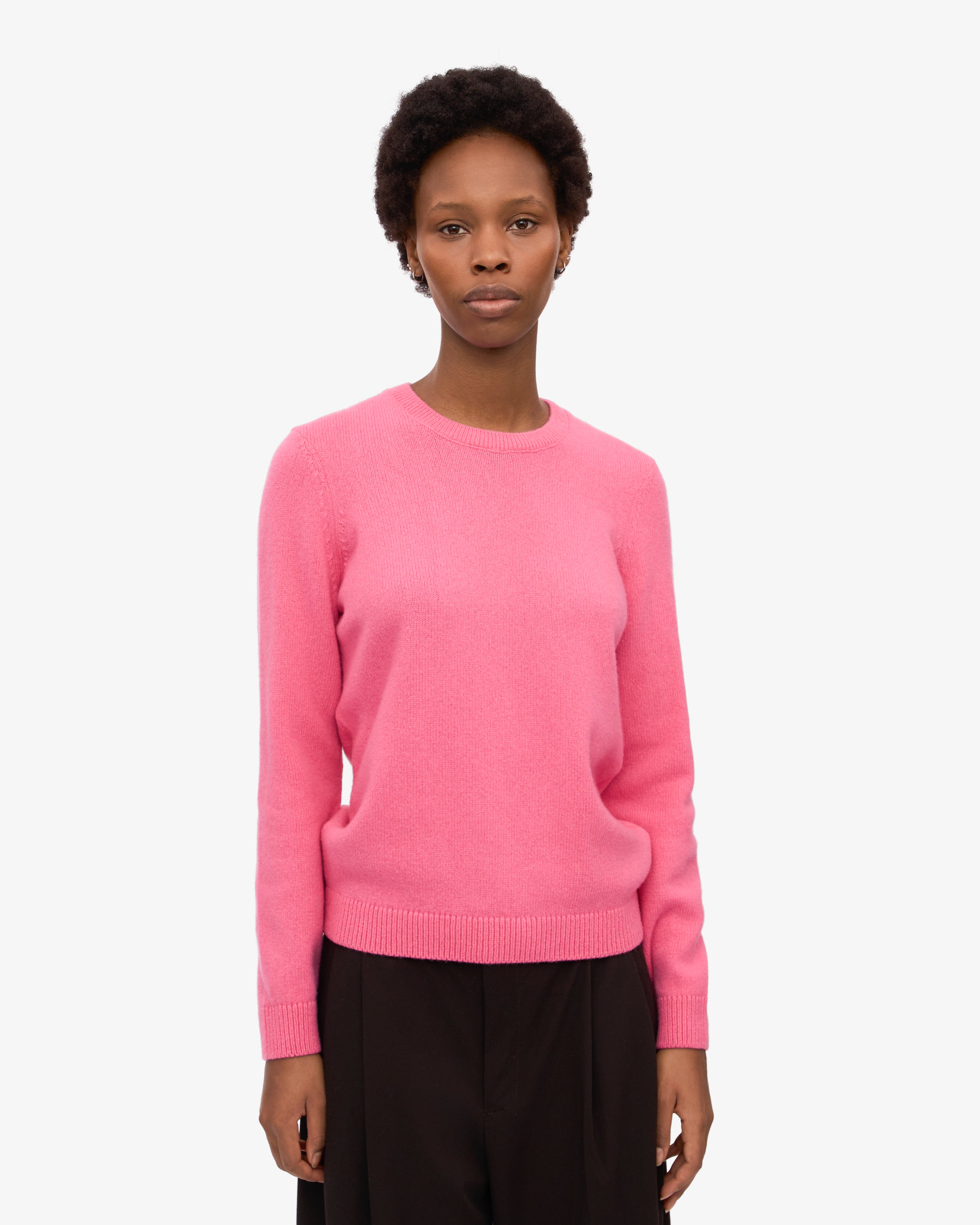 Women Classic Merino Wool Crew - Bubblegum Pink