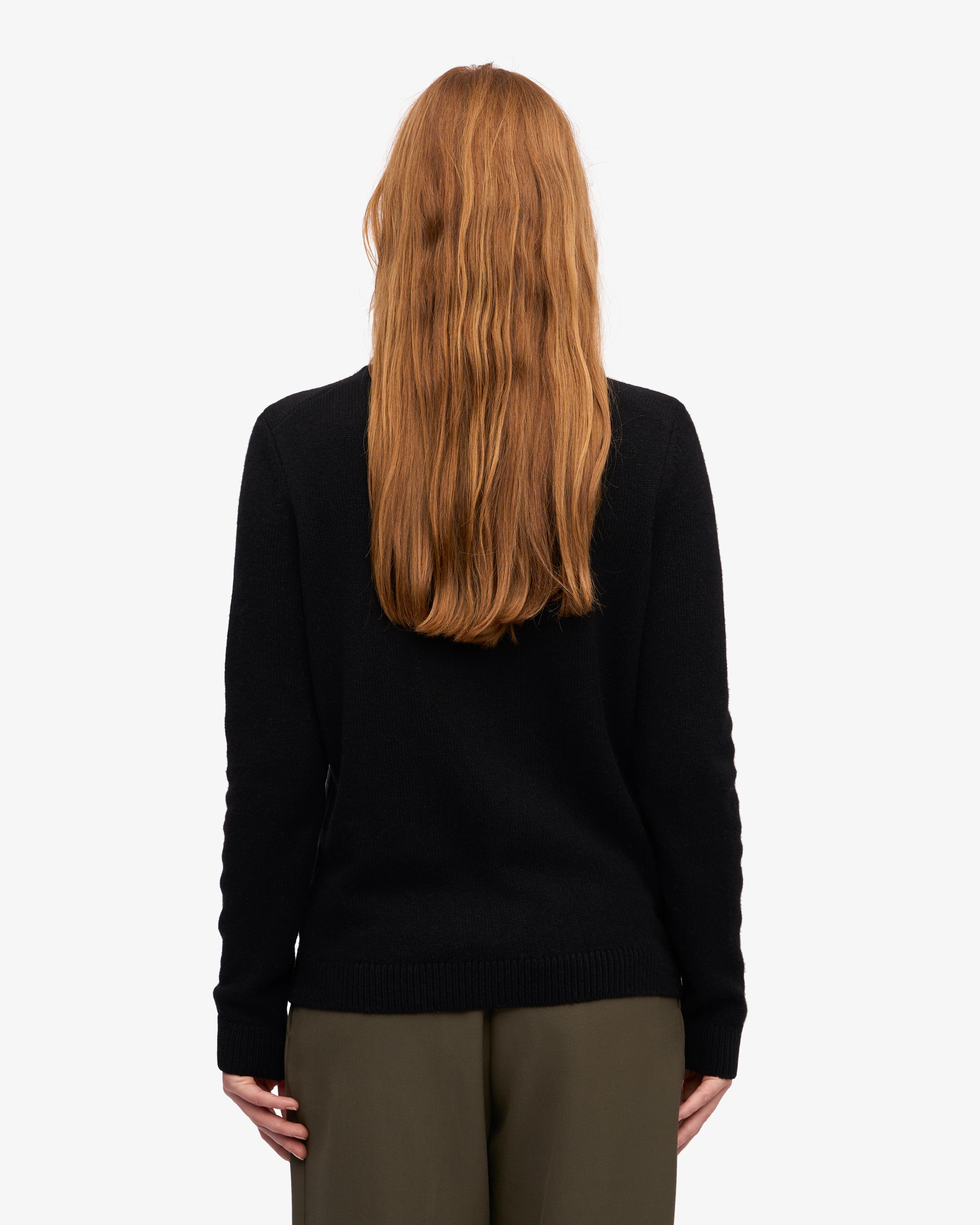 Women Classic Merino Wool Crew - Deep Black