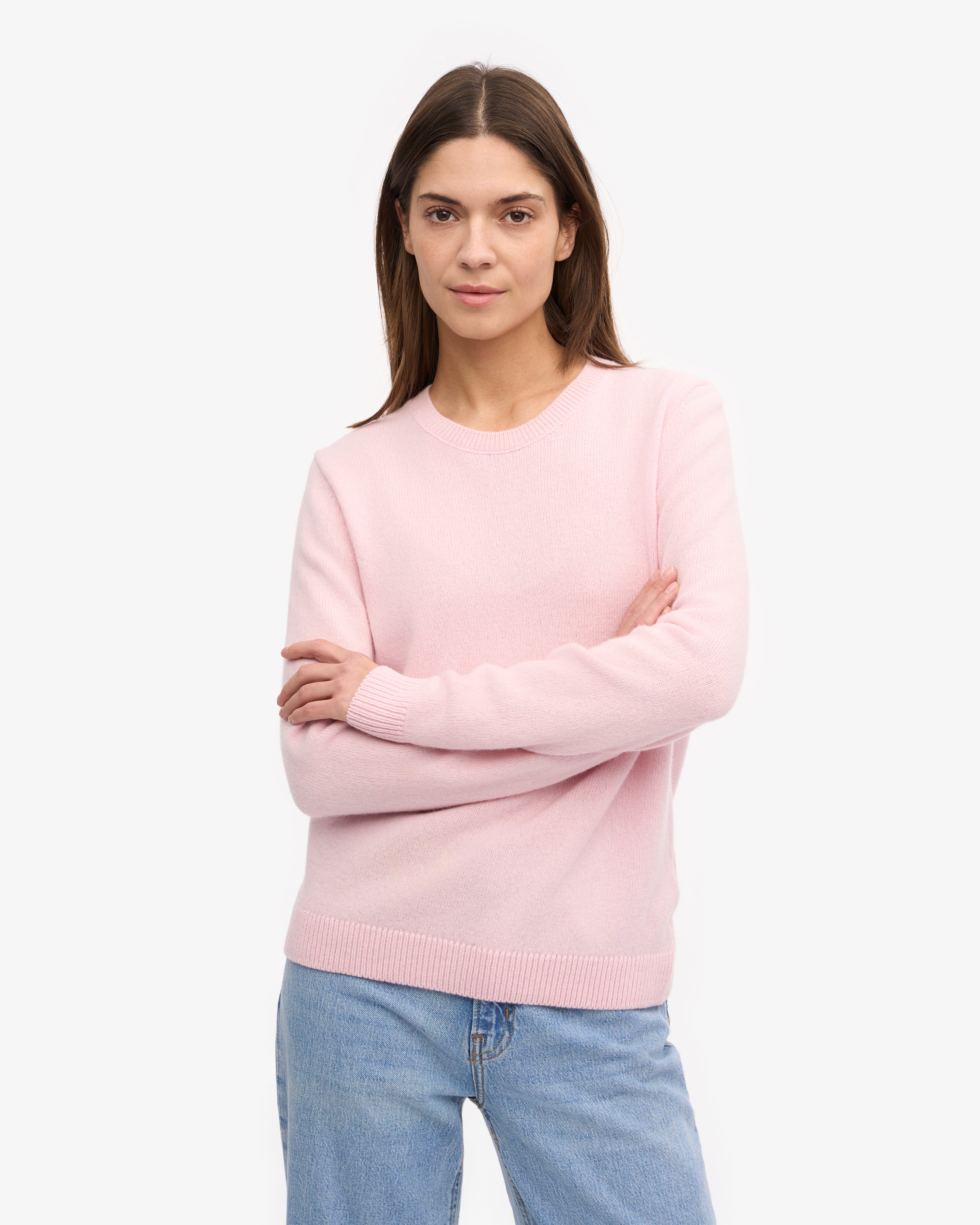 Women Classic Merino Wool Crew - Faded Pink