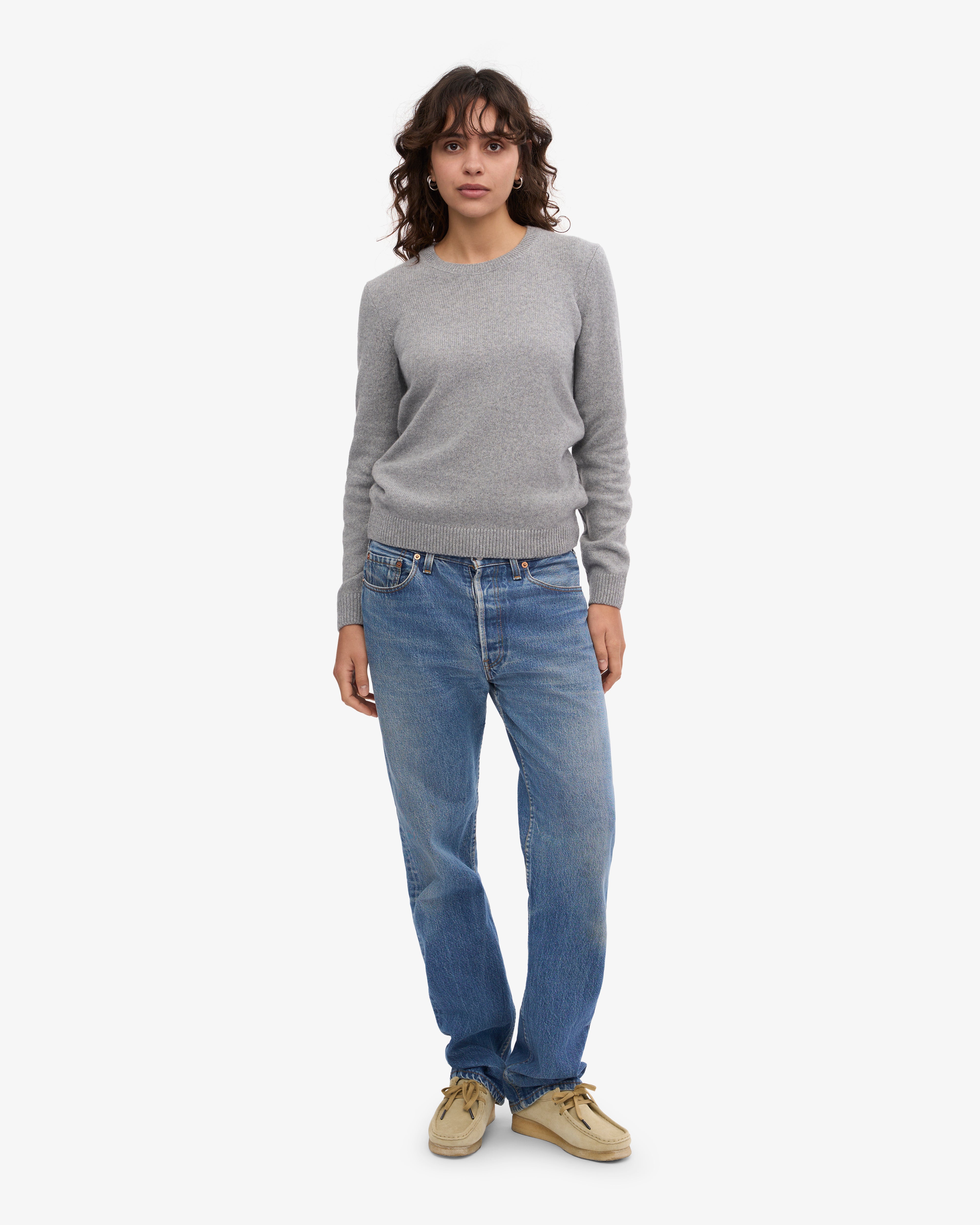 Women Classic Merino Wool Crew - Heather Grey