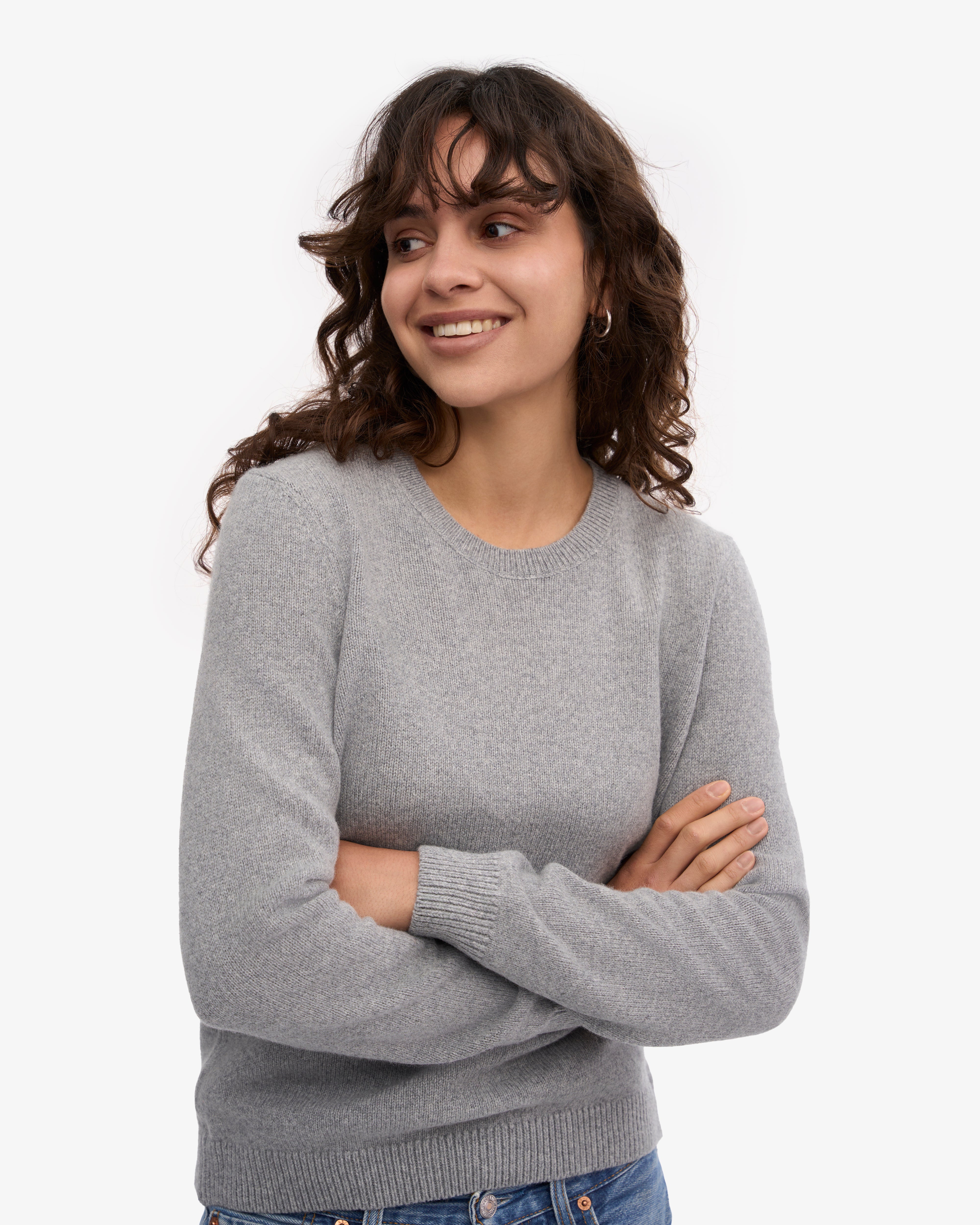Women Classic Merino Wool Crew - Heather Grey