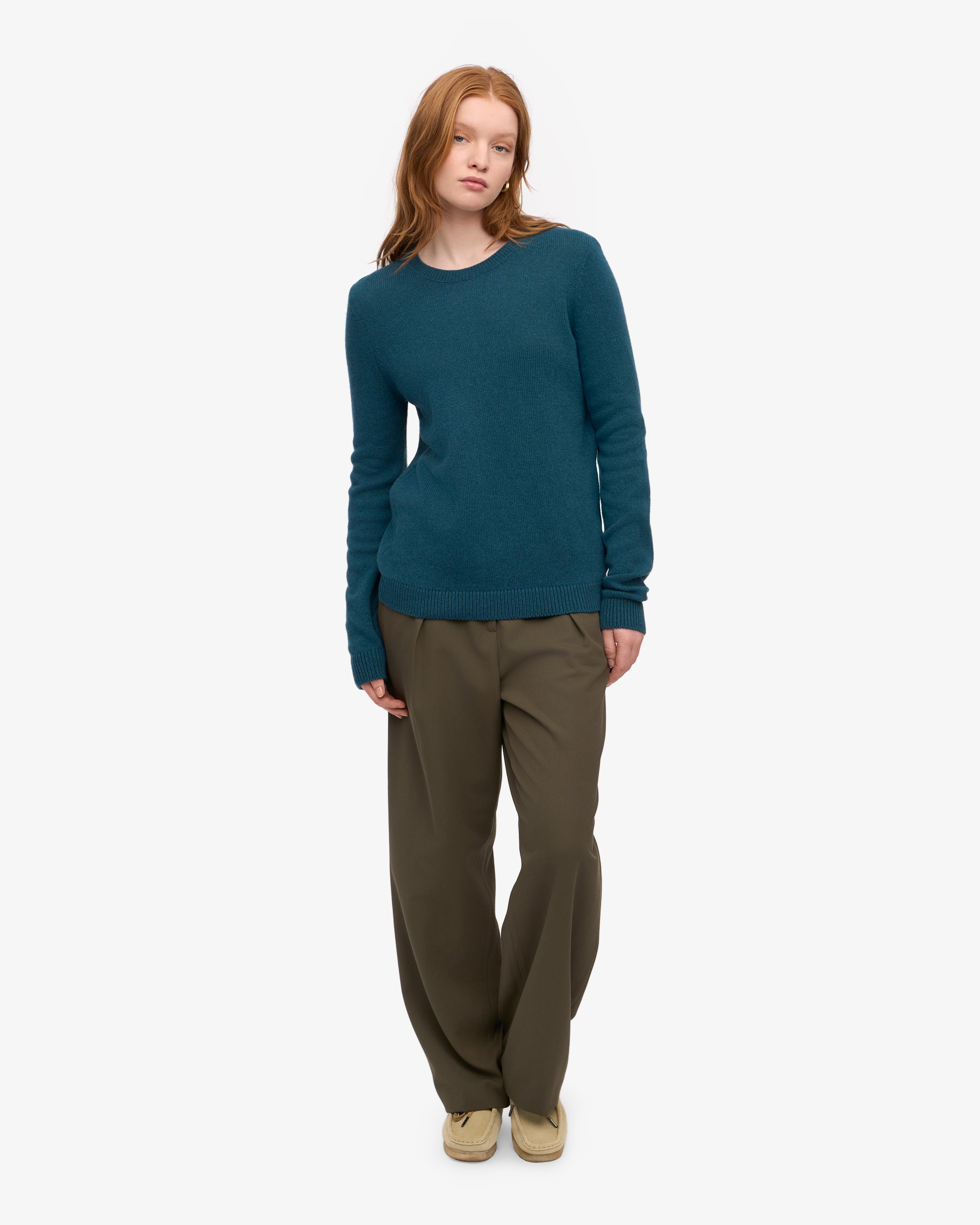 Women Classic Merino Wool Crew - Ocean Green