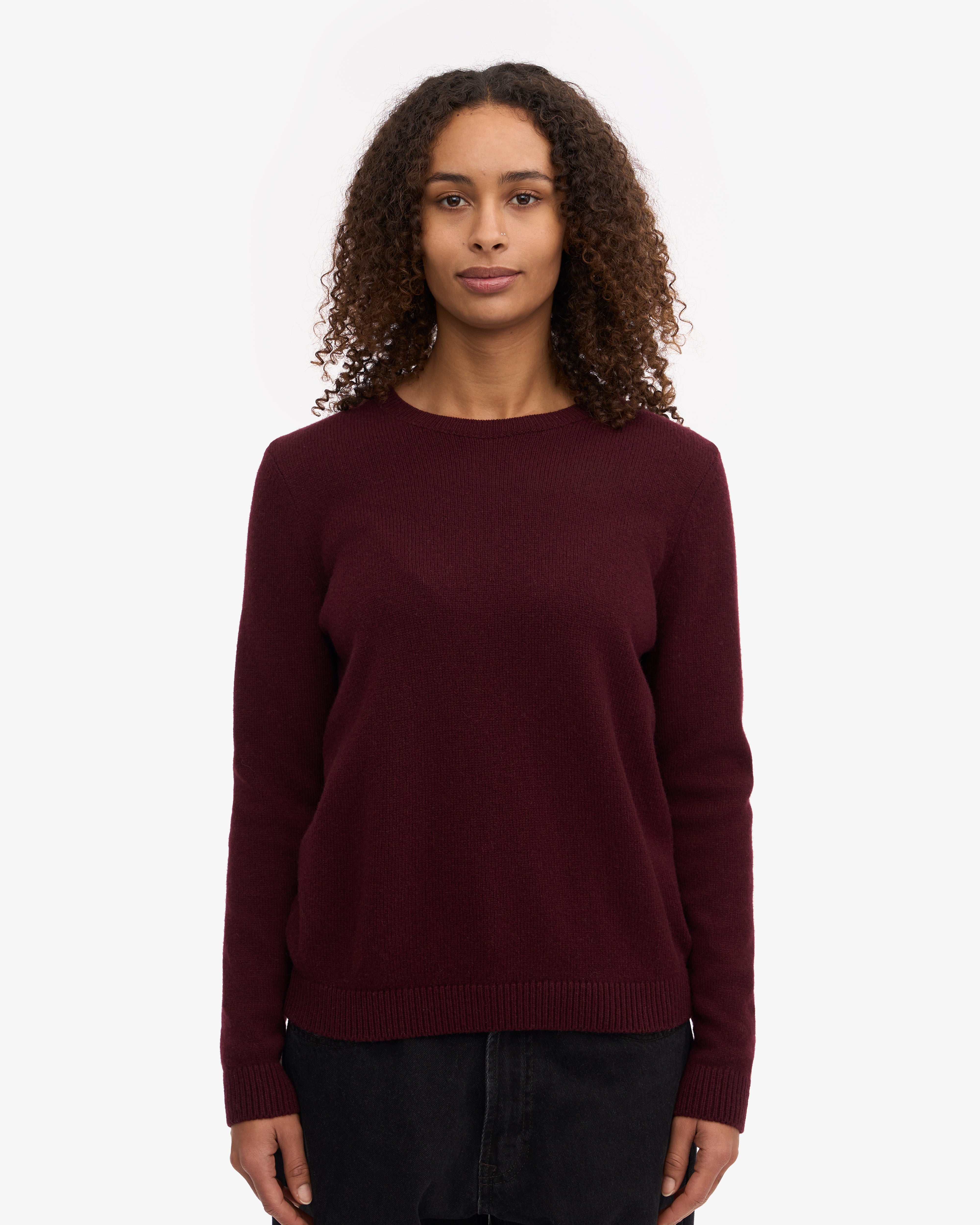Women Classic Merino Wool Crew - Oxblood Red