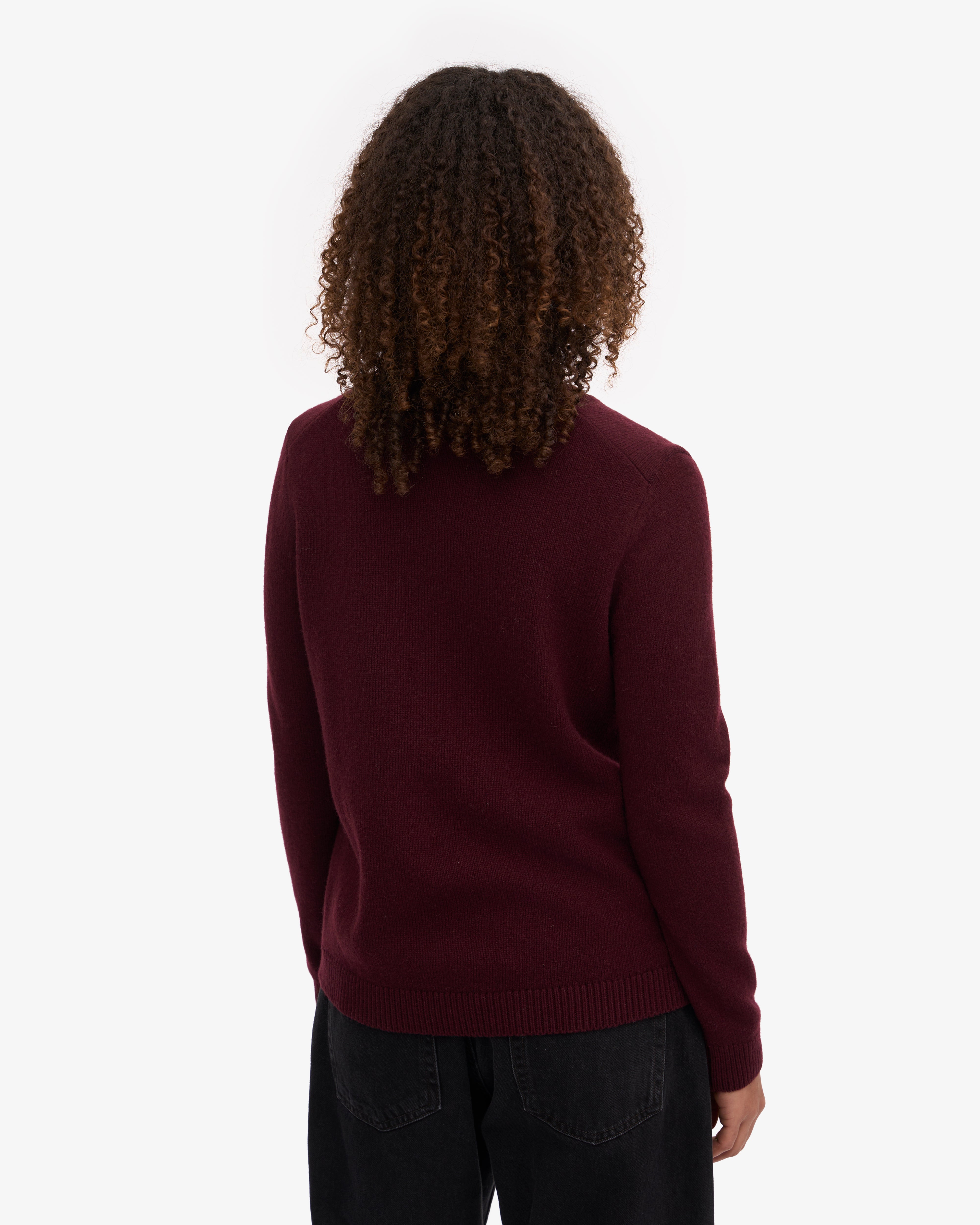Women Classic Merino Wool Crew - Oxblood Red