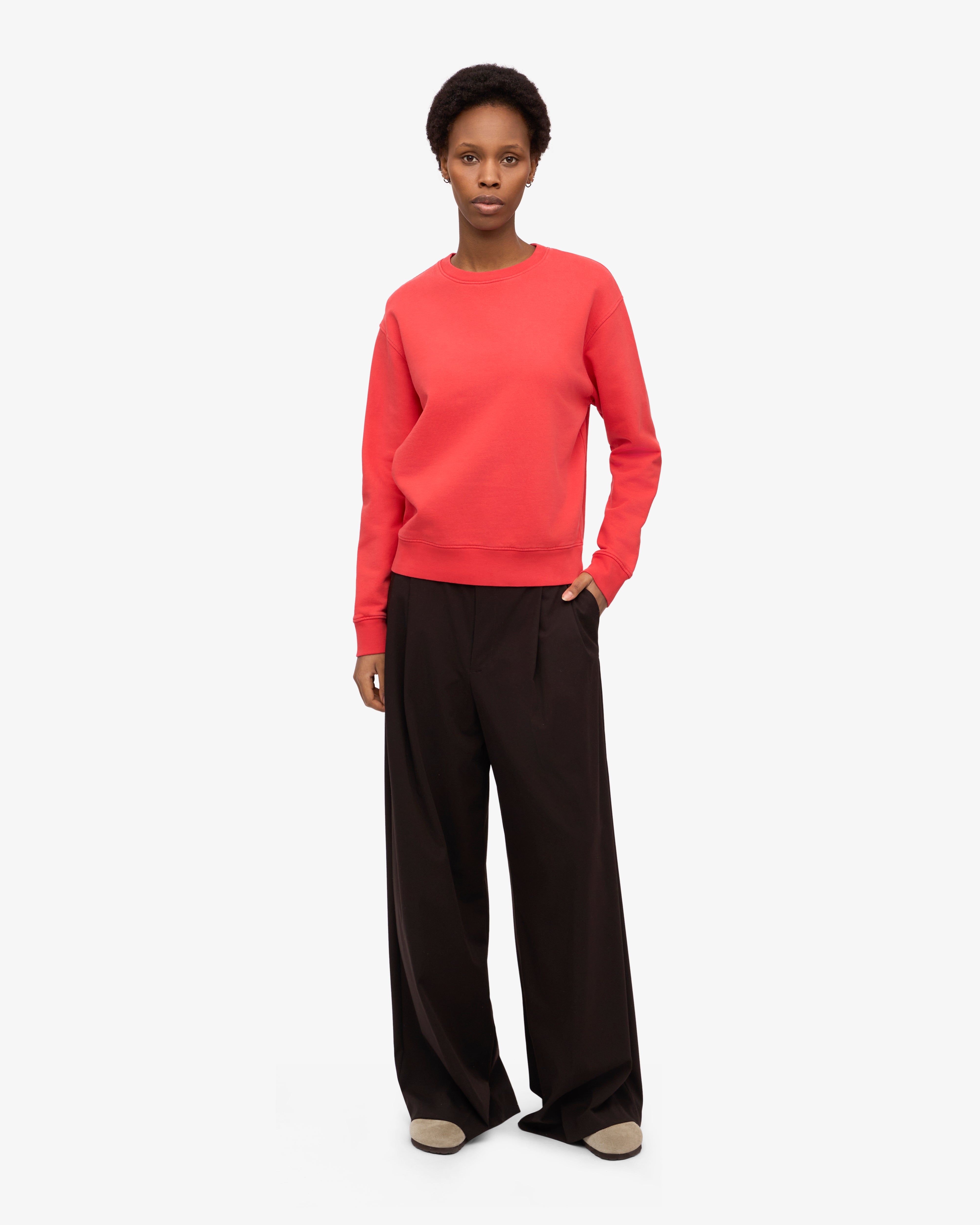 Women Classic Organic Crew - Red Tangerine XS