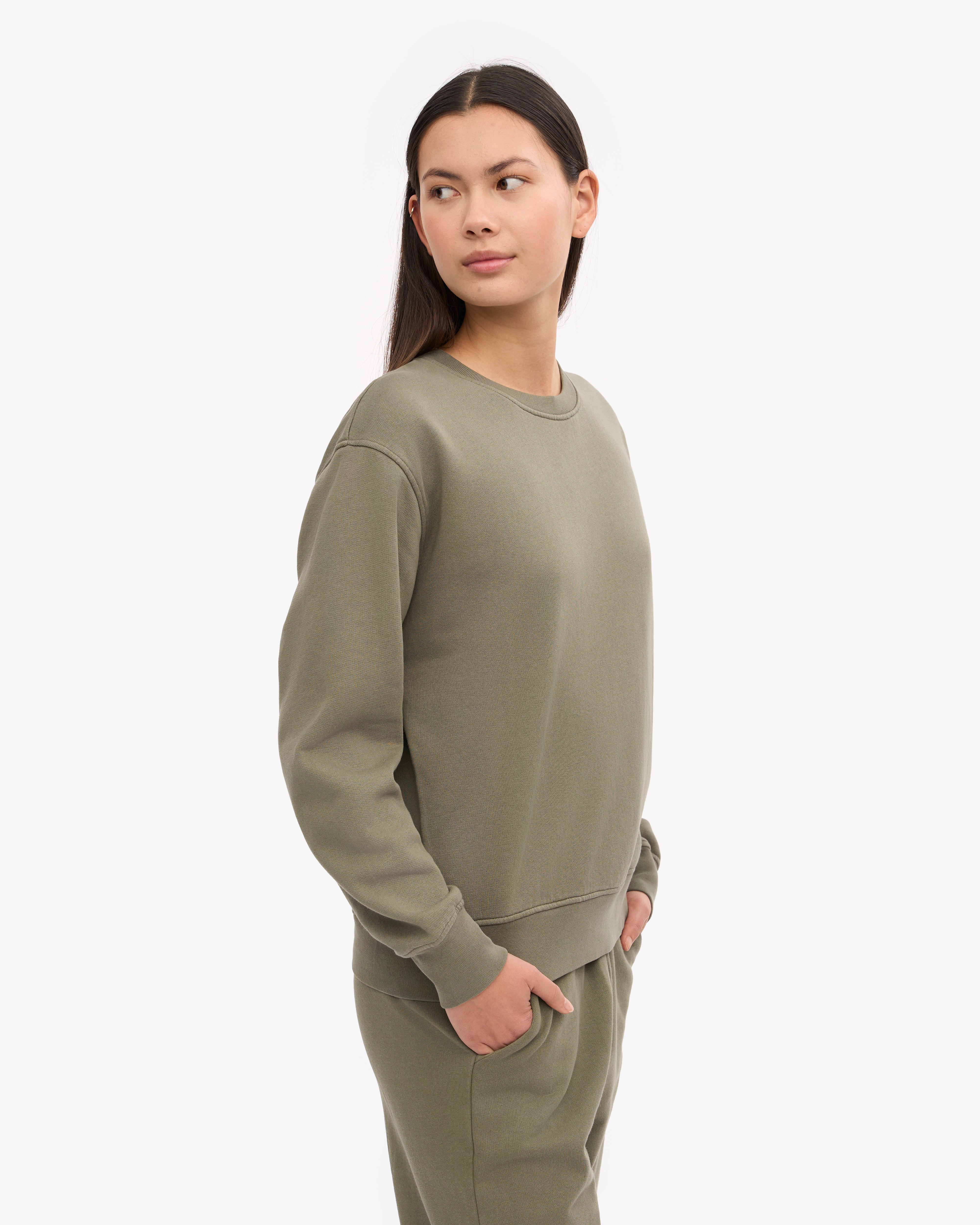 Women Classic Organic Crew - Dusty Olive XS