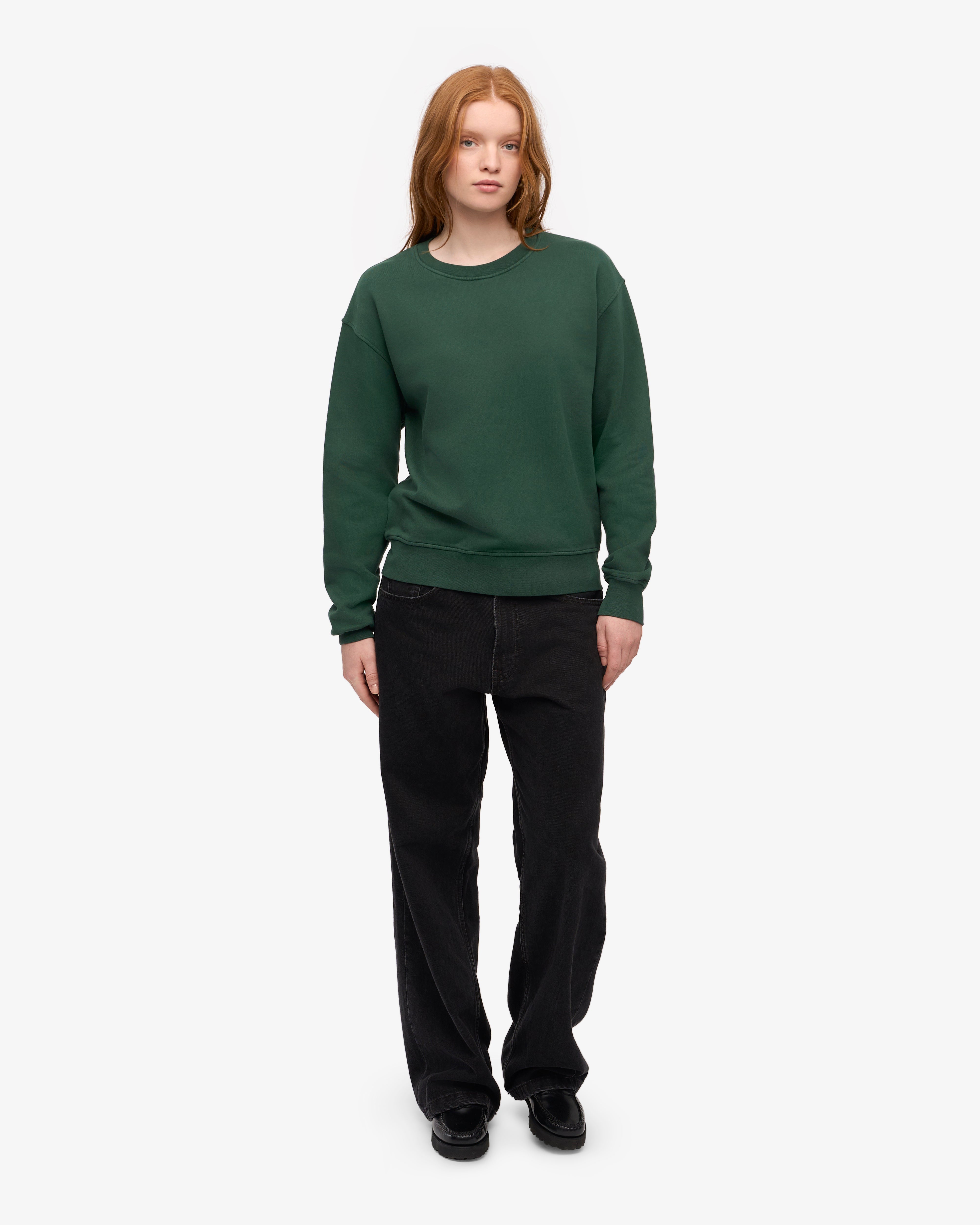 Women Classic Organic Crew - Emerald Green XS
