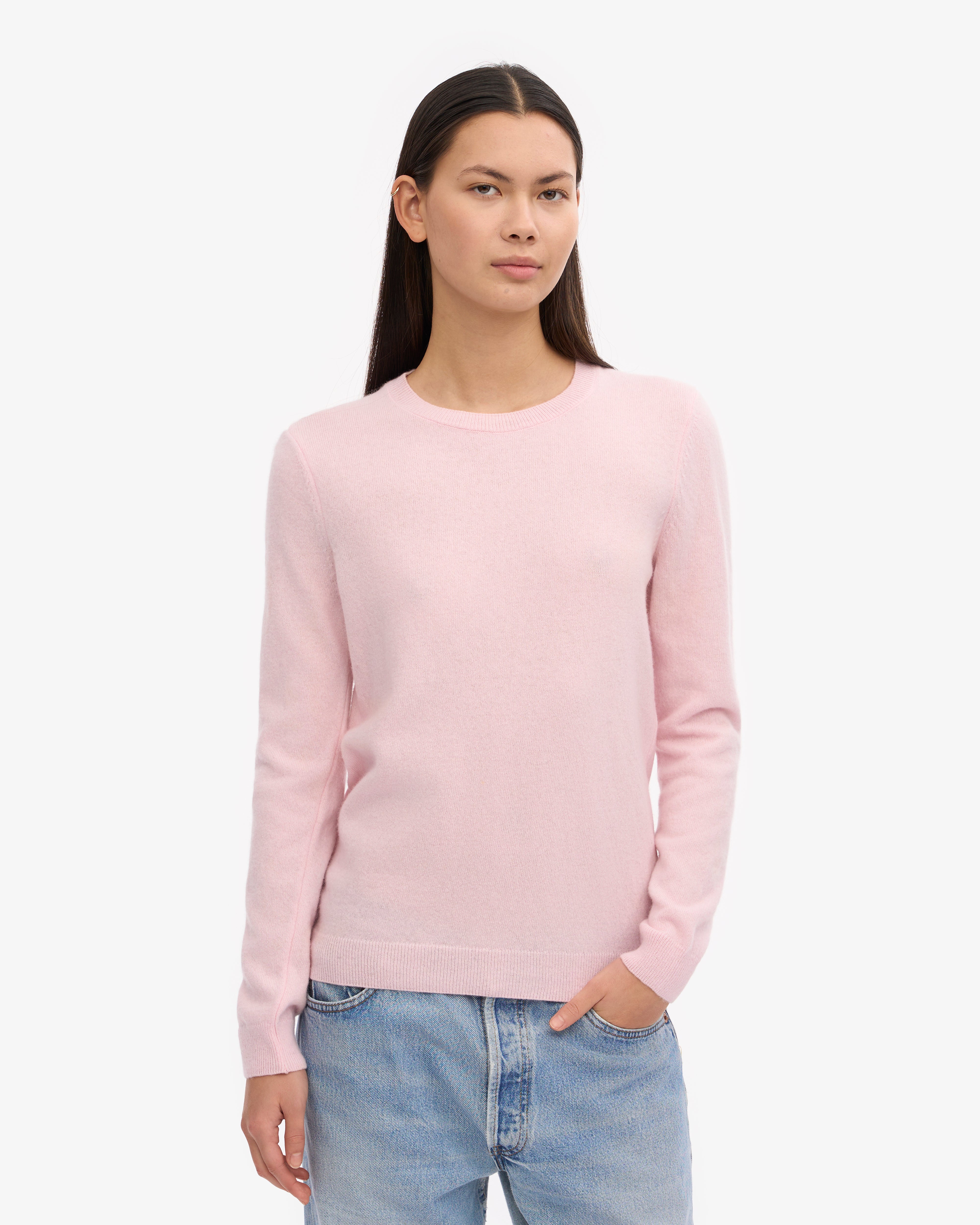 Women Light Merino Wool Crew - Faded Pink