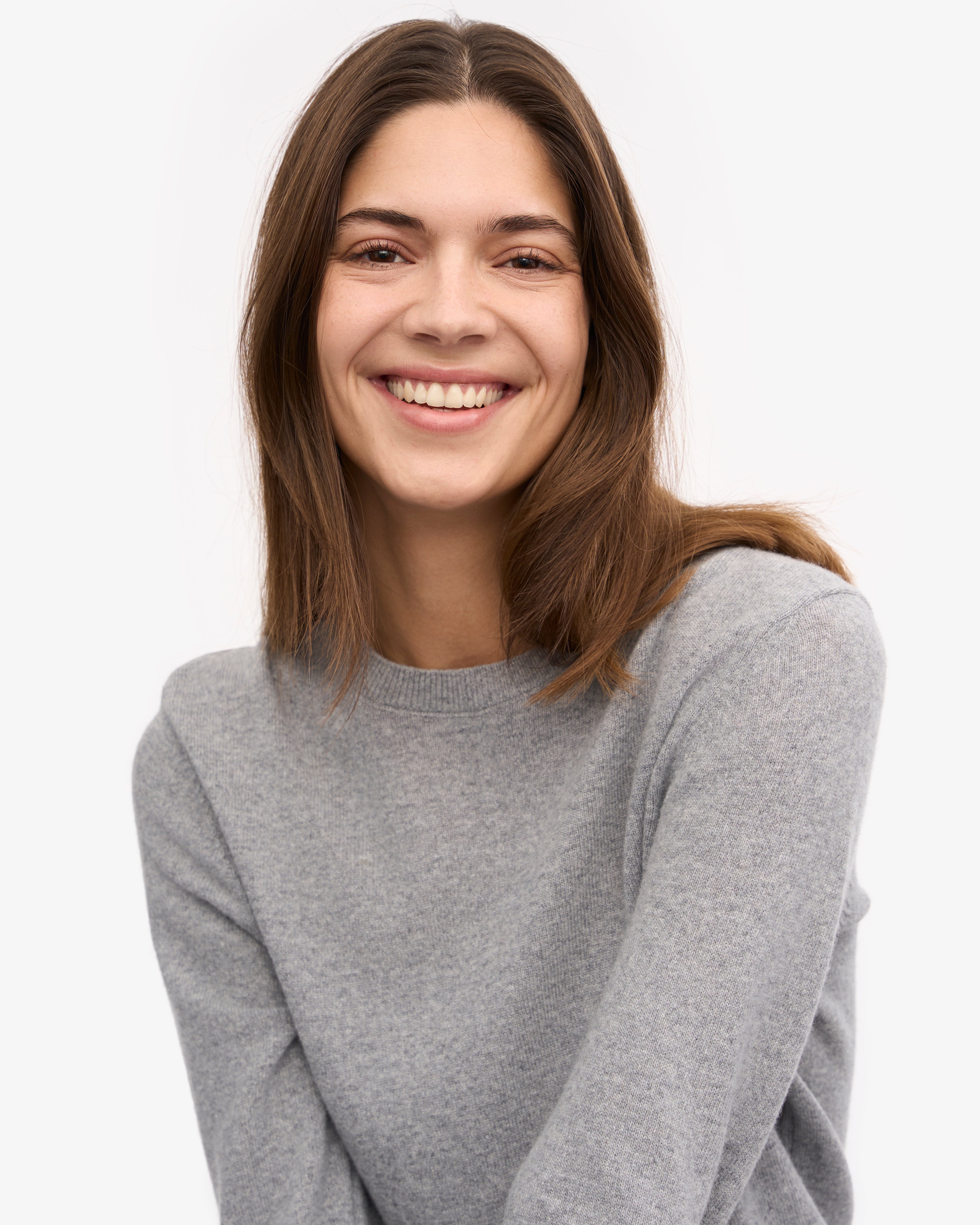 Women Light Merino Wool Crew - Heather Grey