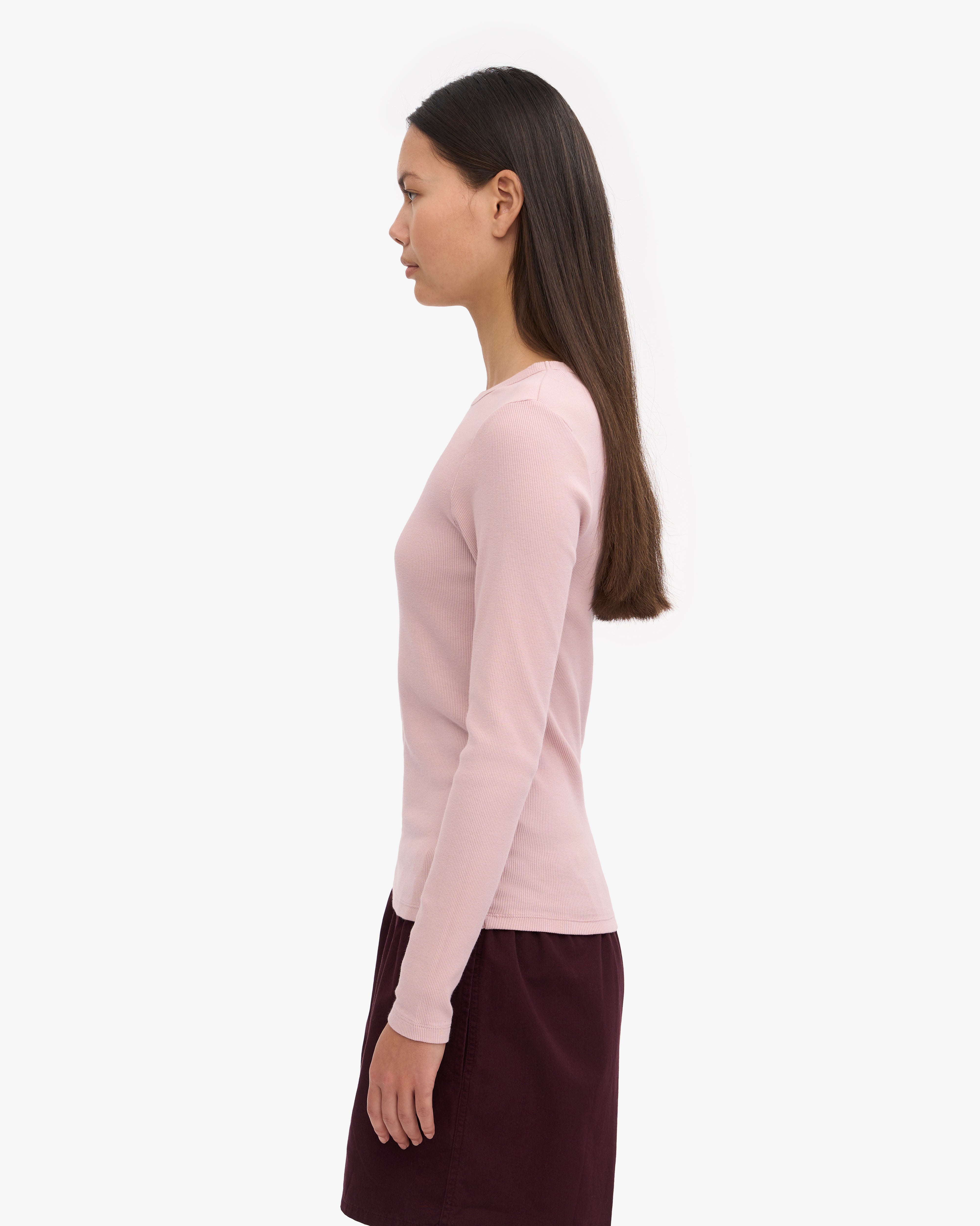 Women Organic Rib LS T-Shirt - Faded Pink