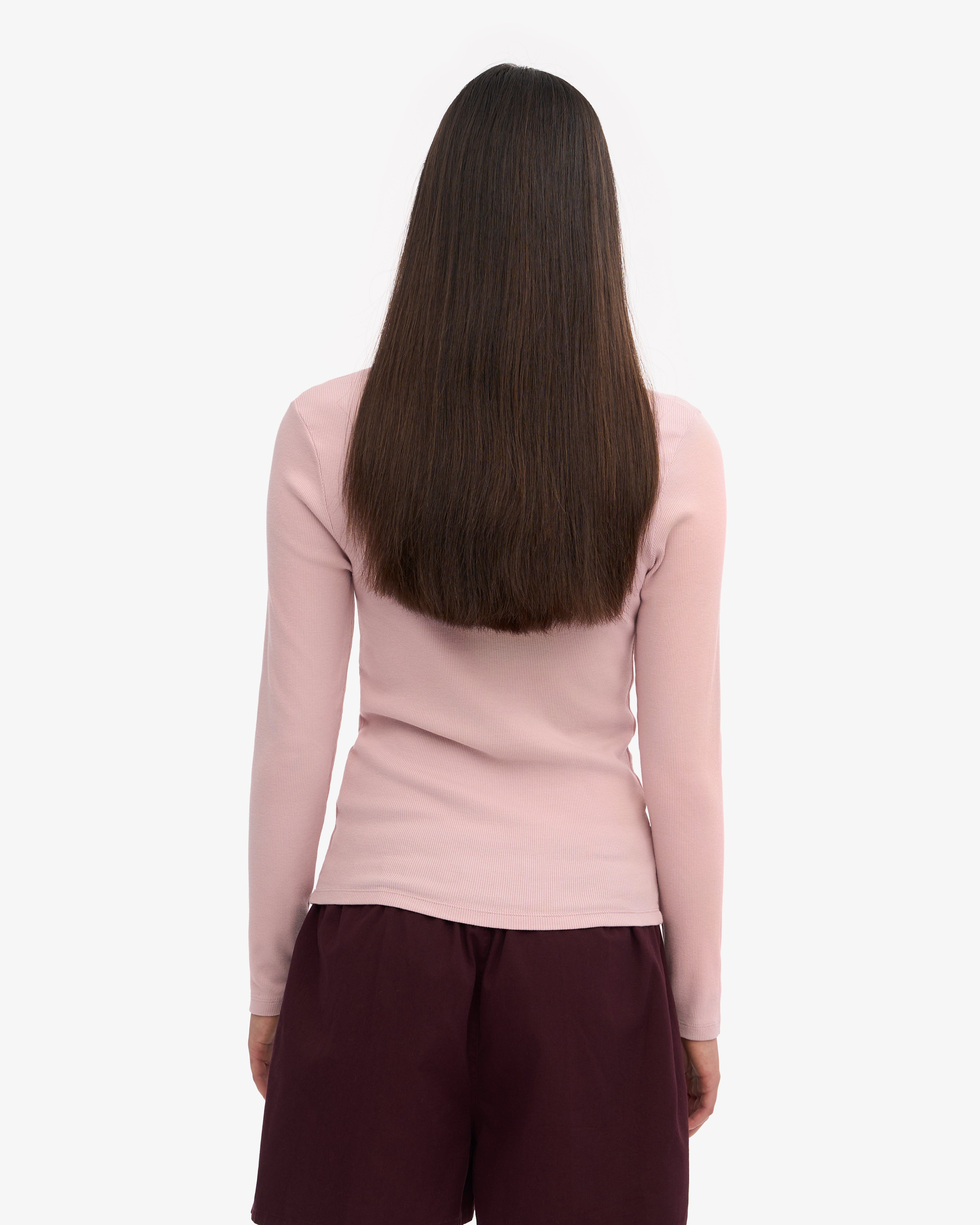 Women Organic Rib LS T-Shirt - Faded Pink