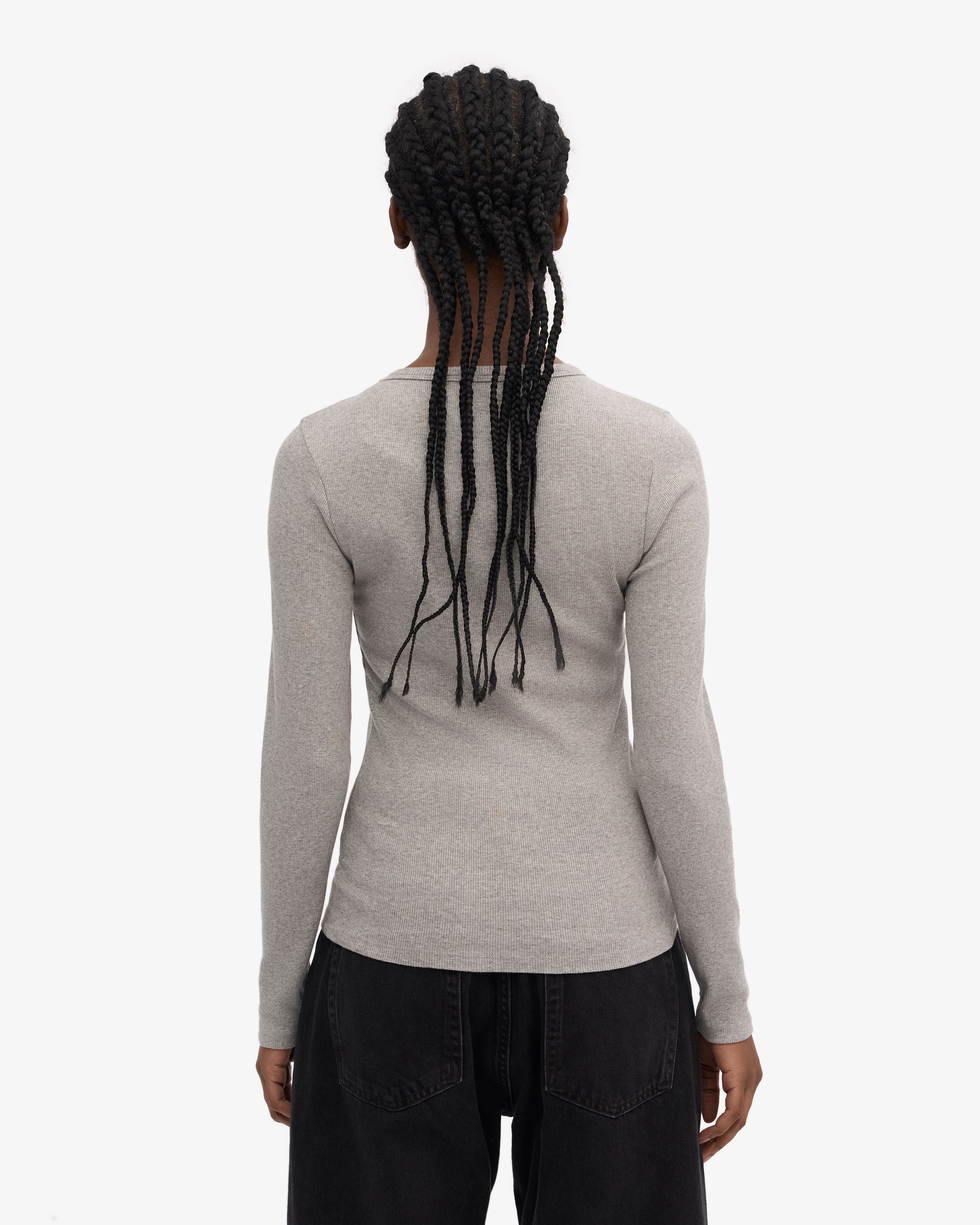 Women Organic Rib LS T-Shirt - Heather Grey