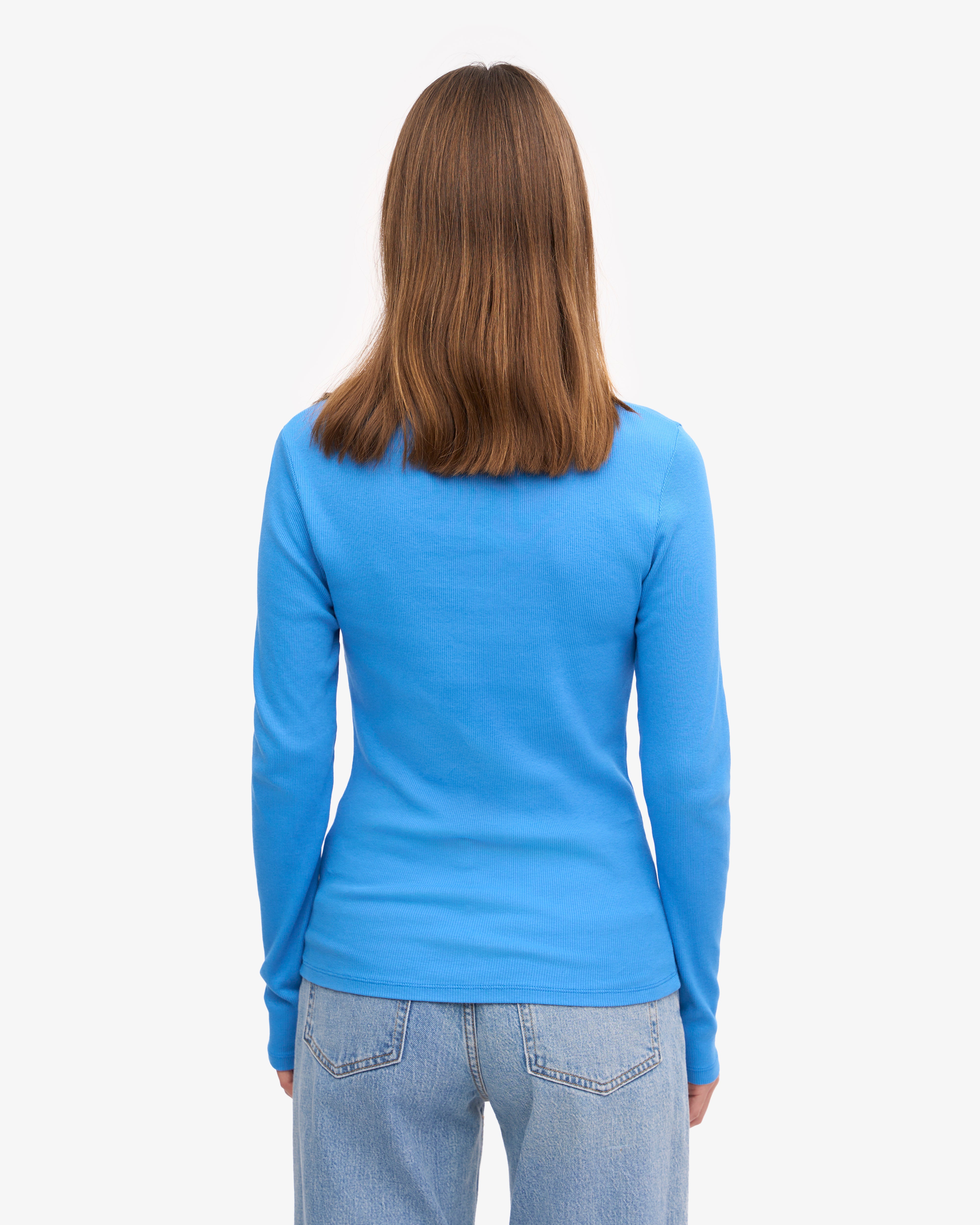 Women Organic Rib LS T-Shirt - Pacific Blue