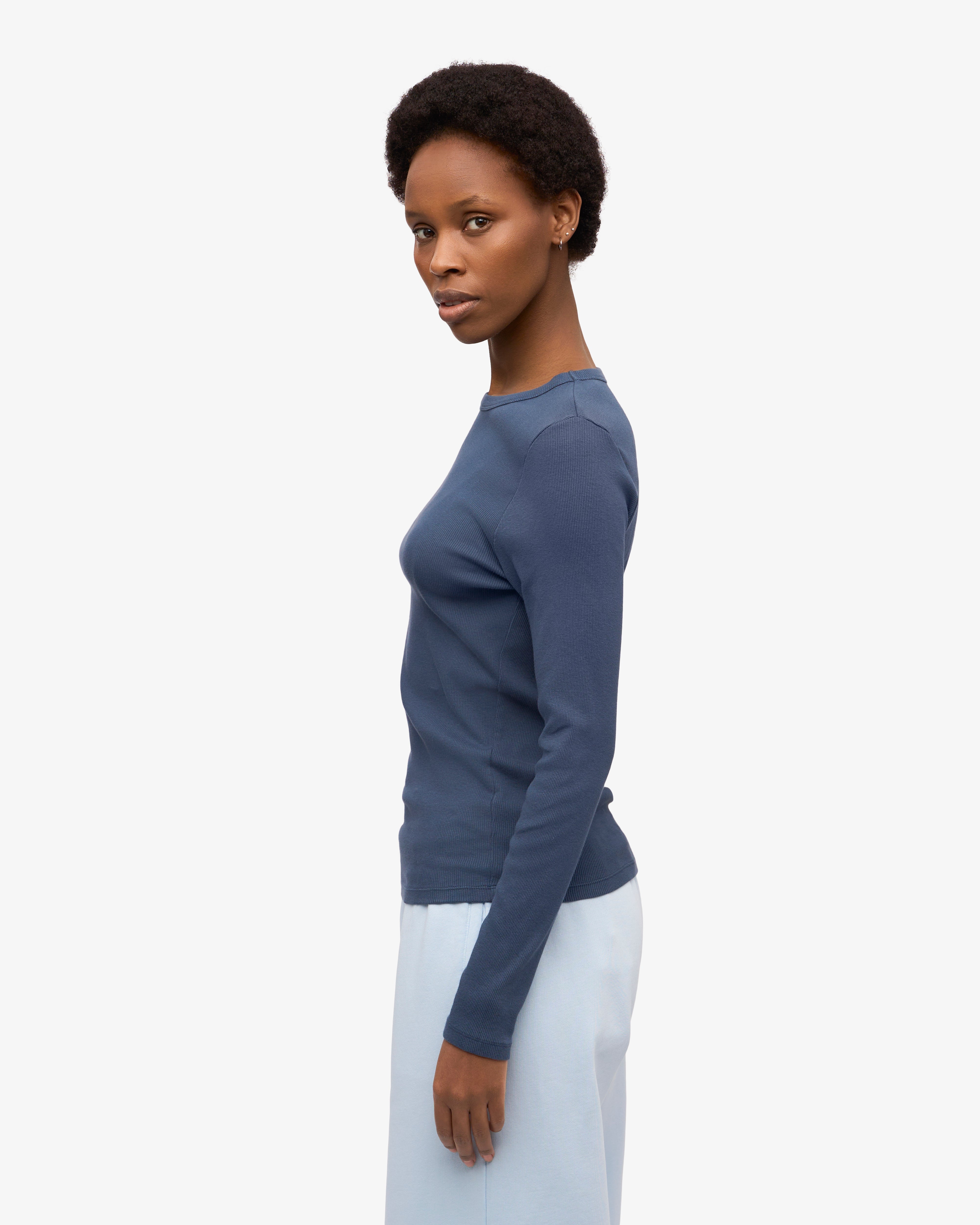Women Organic Rib LS T-Shirt - Lava Grey