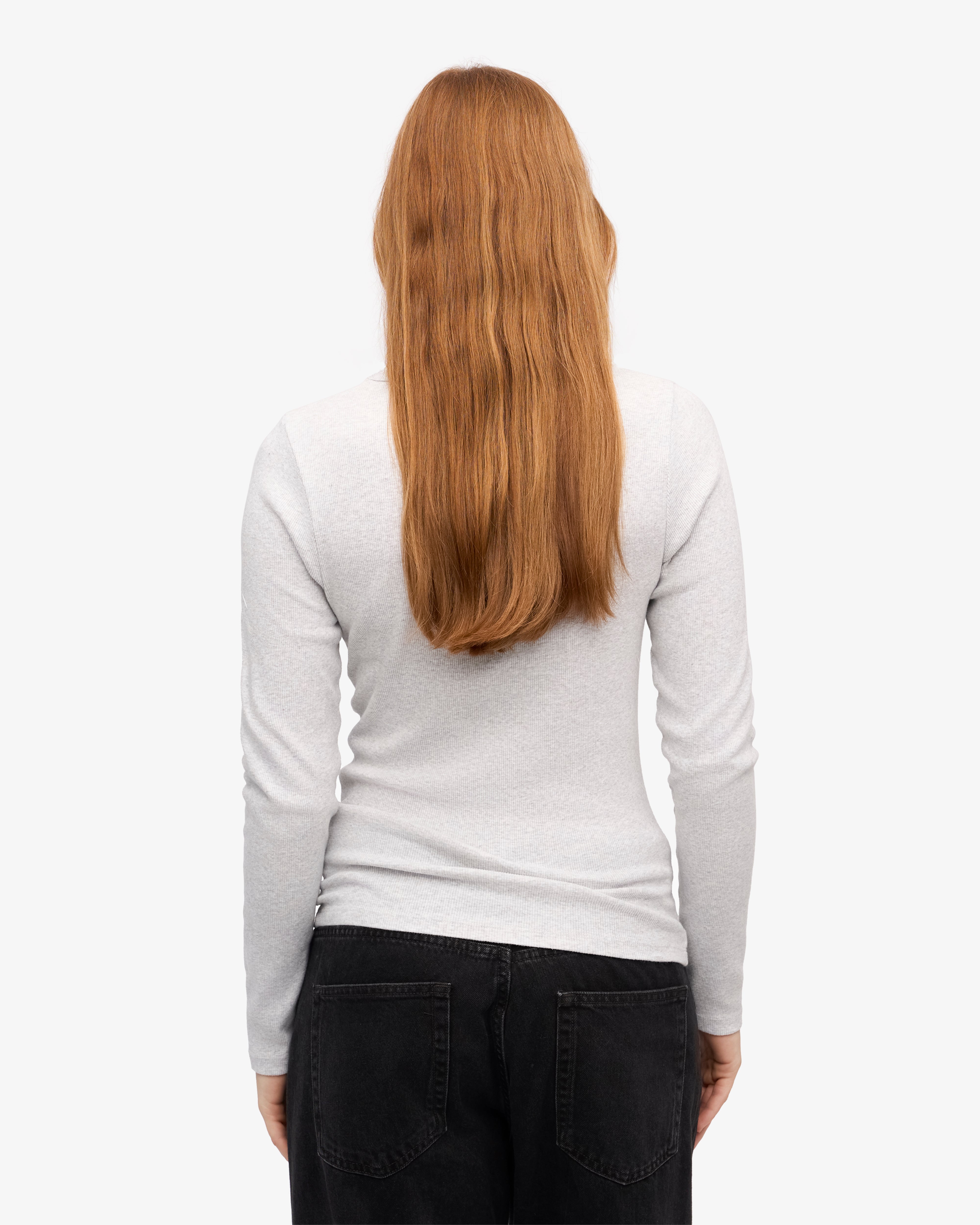 Women Organic Rib LS T-Shirt - Snow Melange