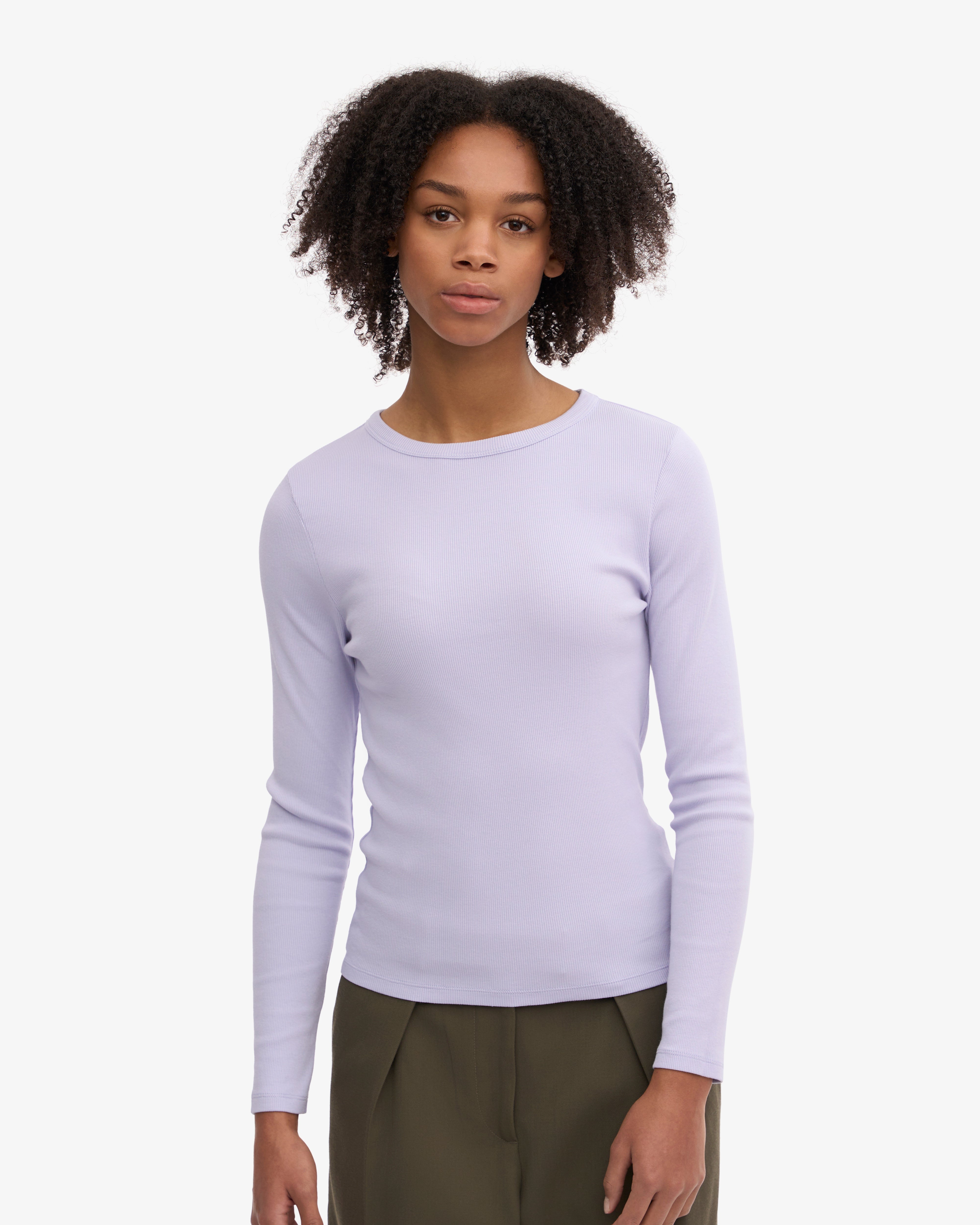 Women Organic Rib LS T-Shirt - Soft Lavender
