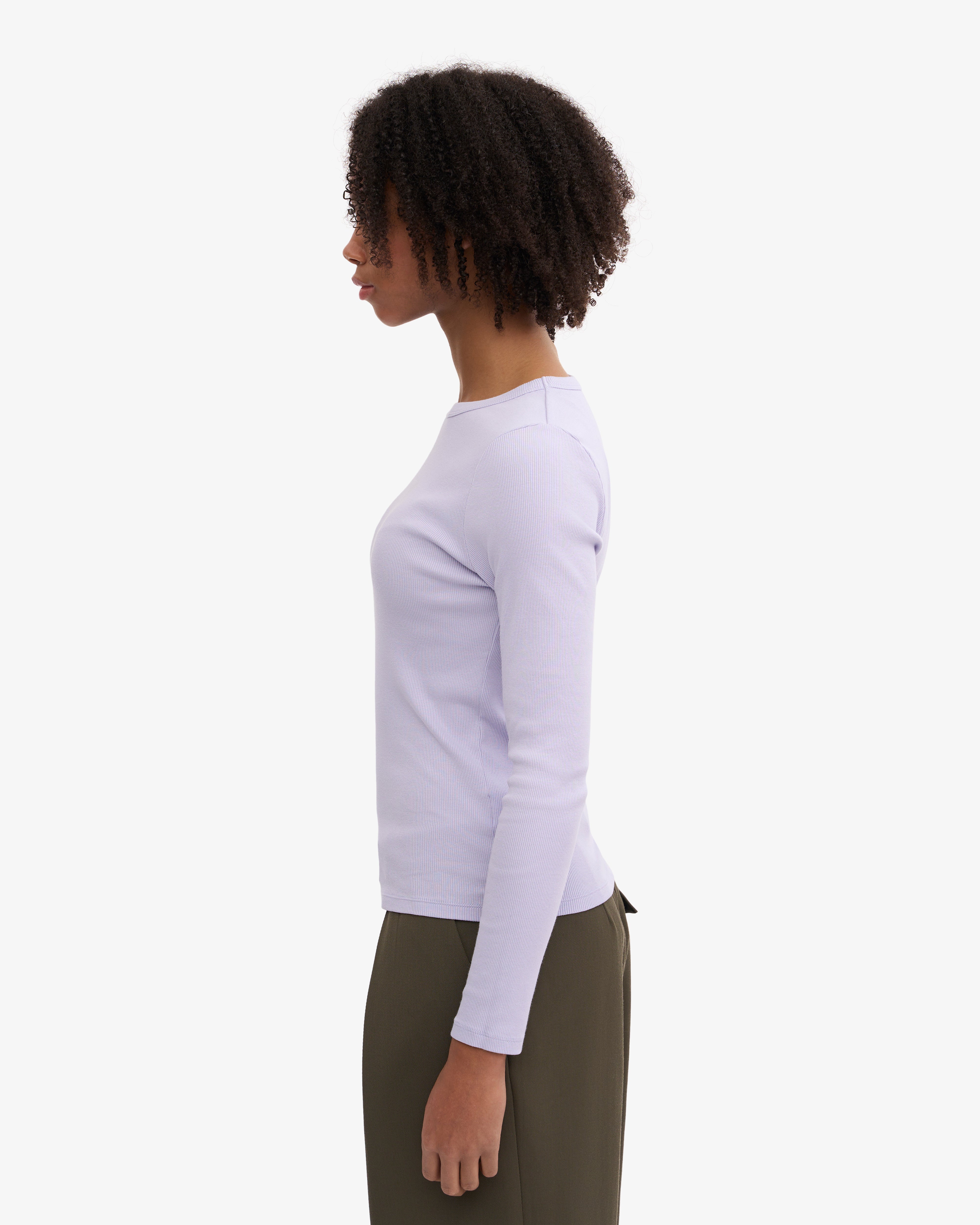 Women Organic Rib LS T-Shirt - Soft Lavender