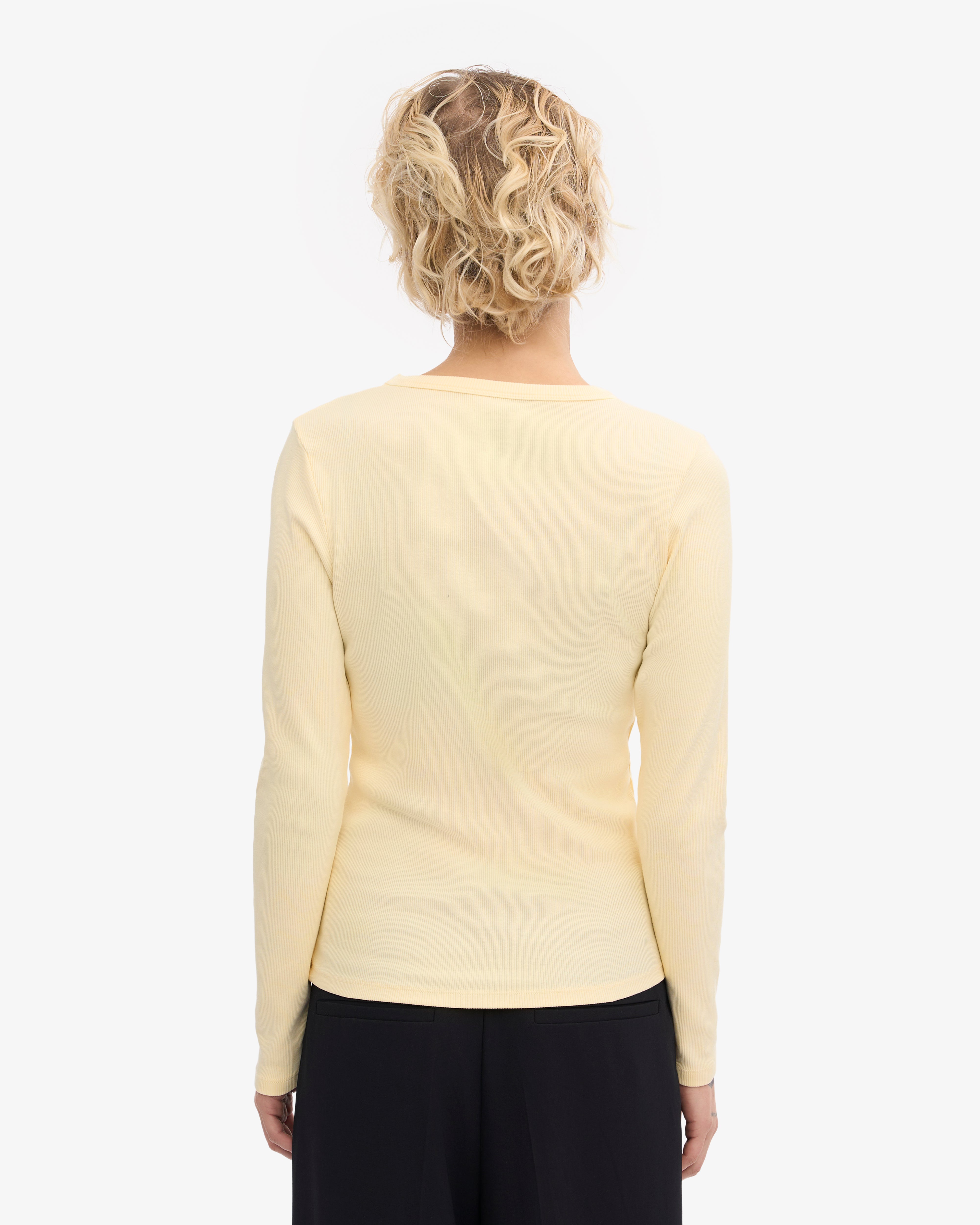 Women Organic Rib LS T-Shirt - Soft Yellow