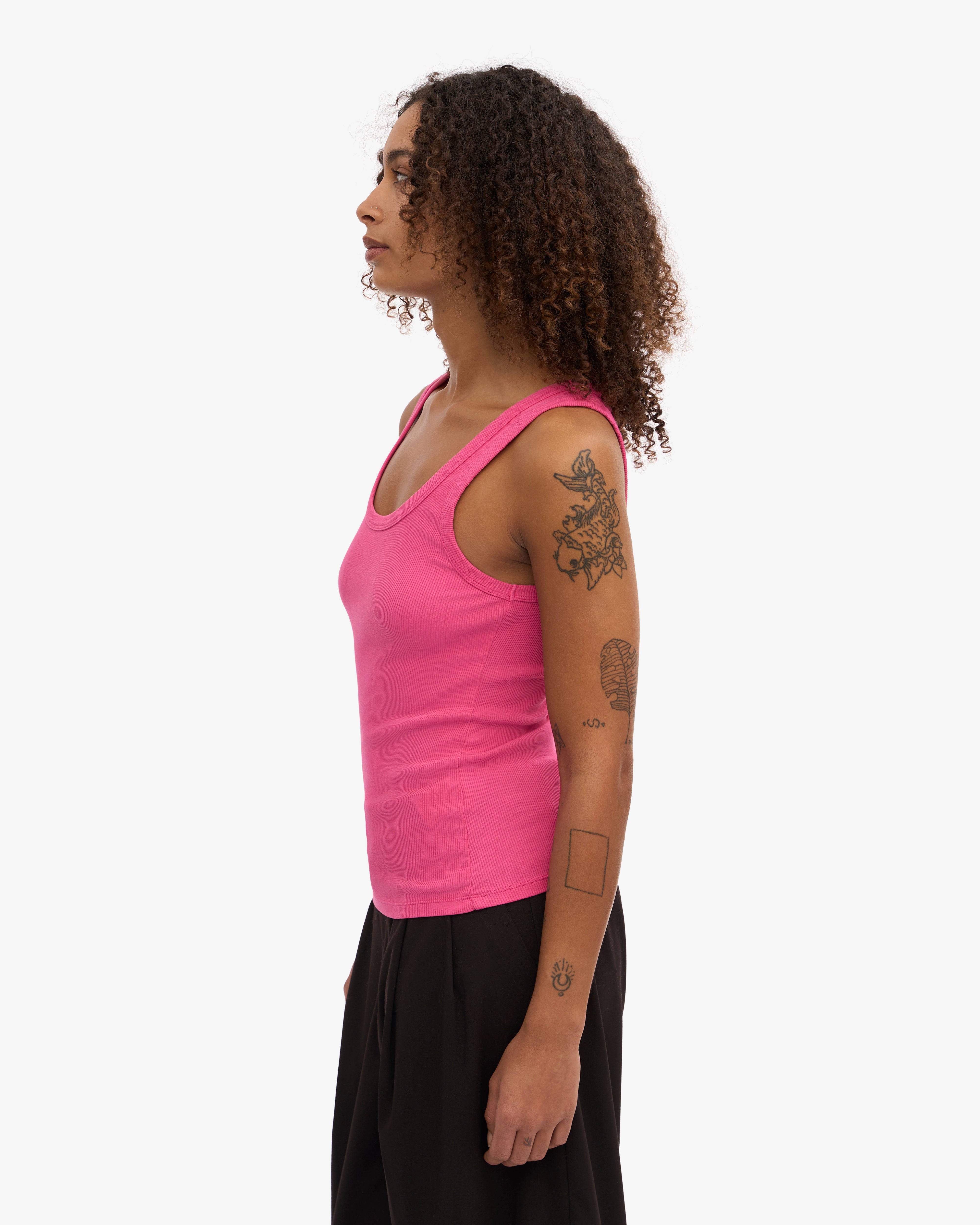 Women Organic Rib Tank Top - Bubblegum Pink