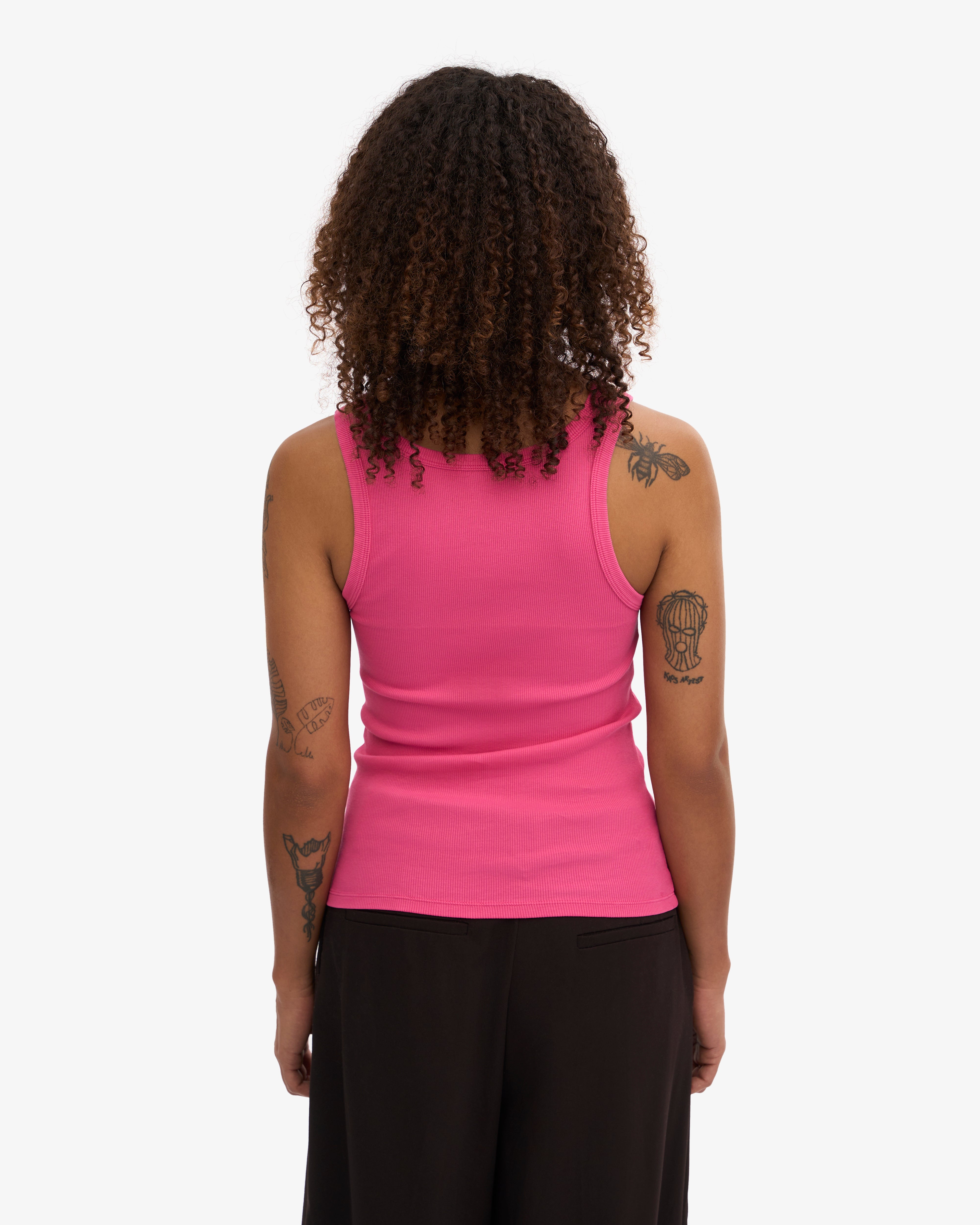 Women Organic Rib Tank Top - Bubblegum Pink
