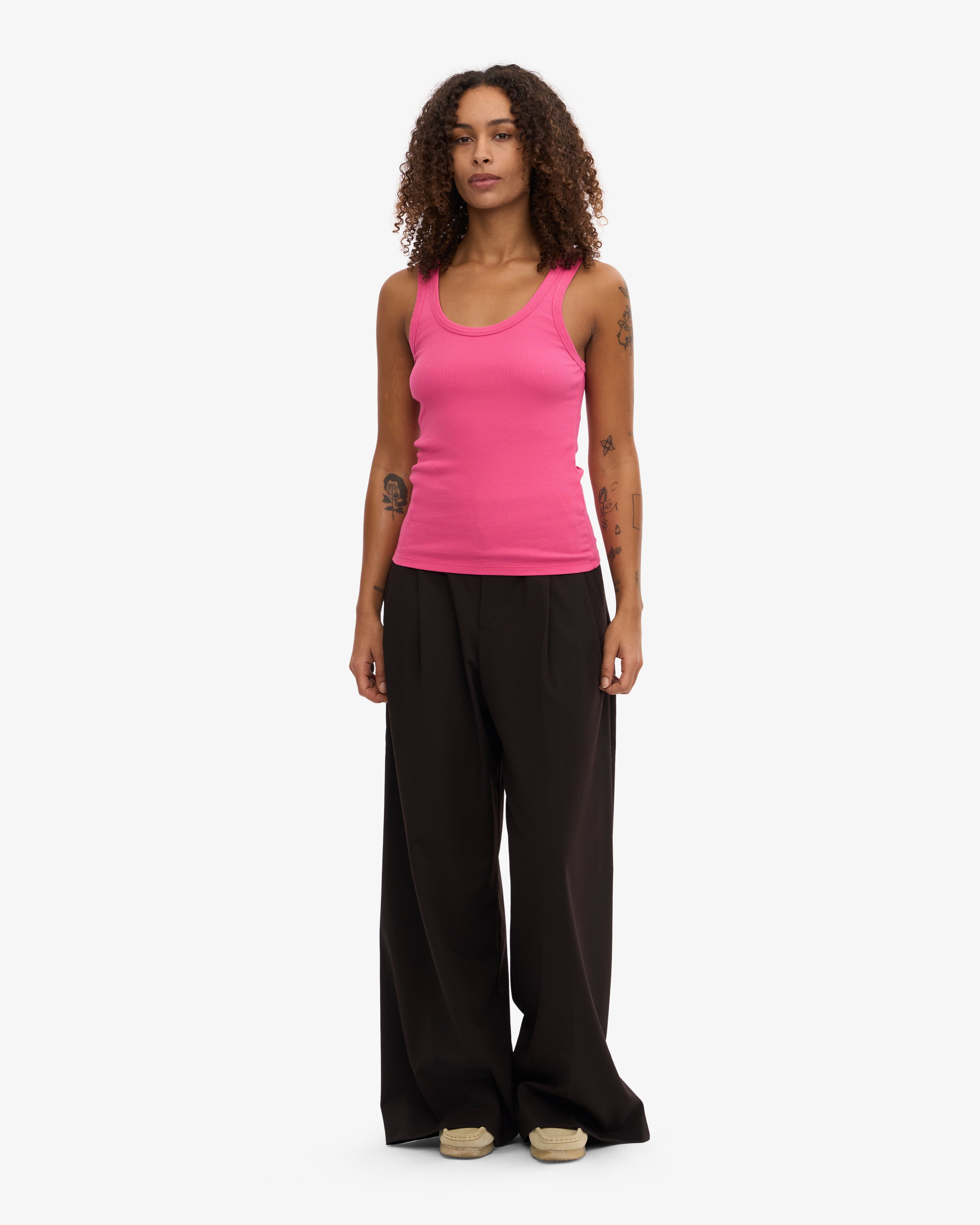 Women Organic Rib Tank Top - Bubblegum Pink