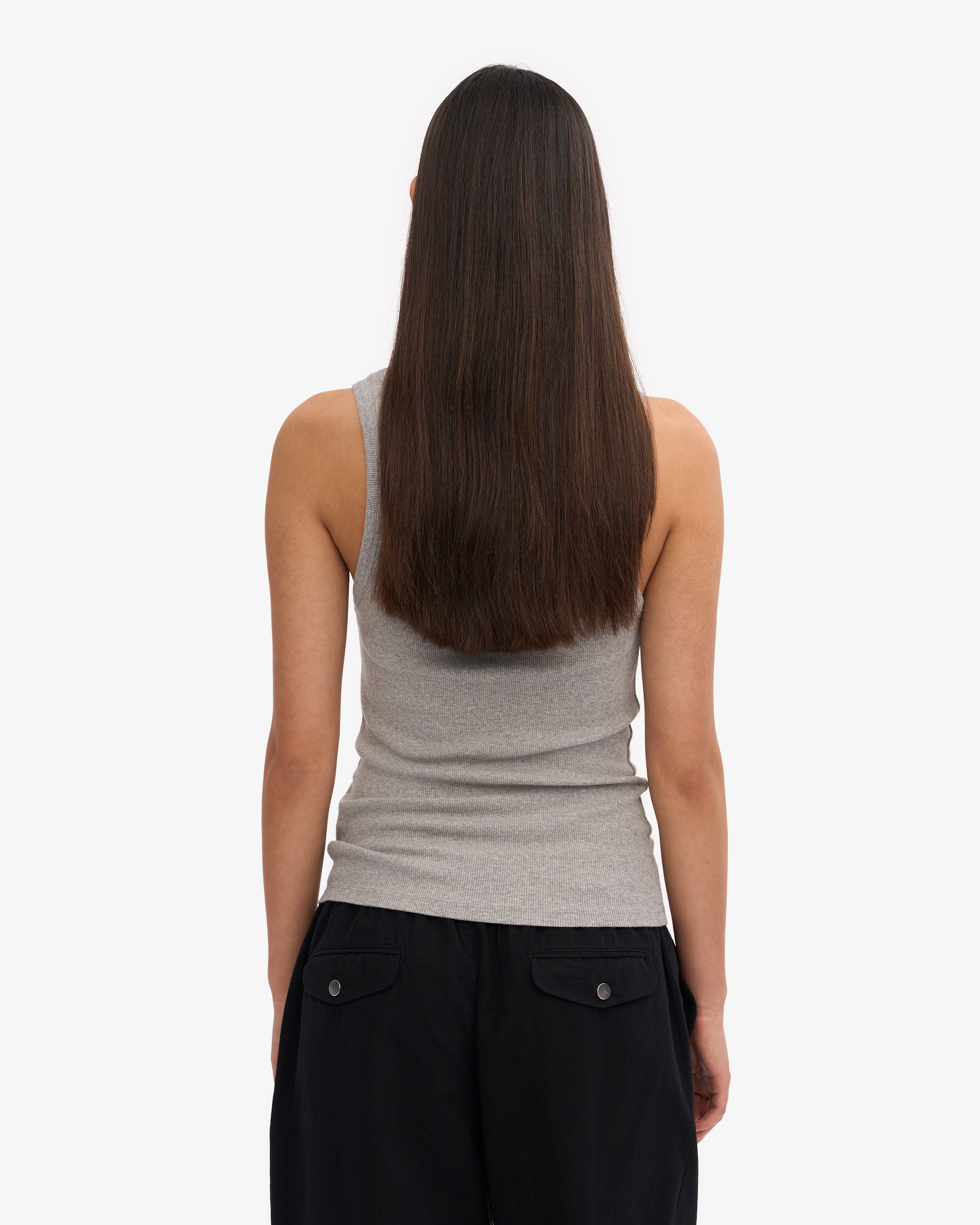 Women Organic Rib Tank Top - Heather Grey