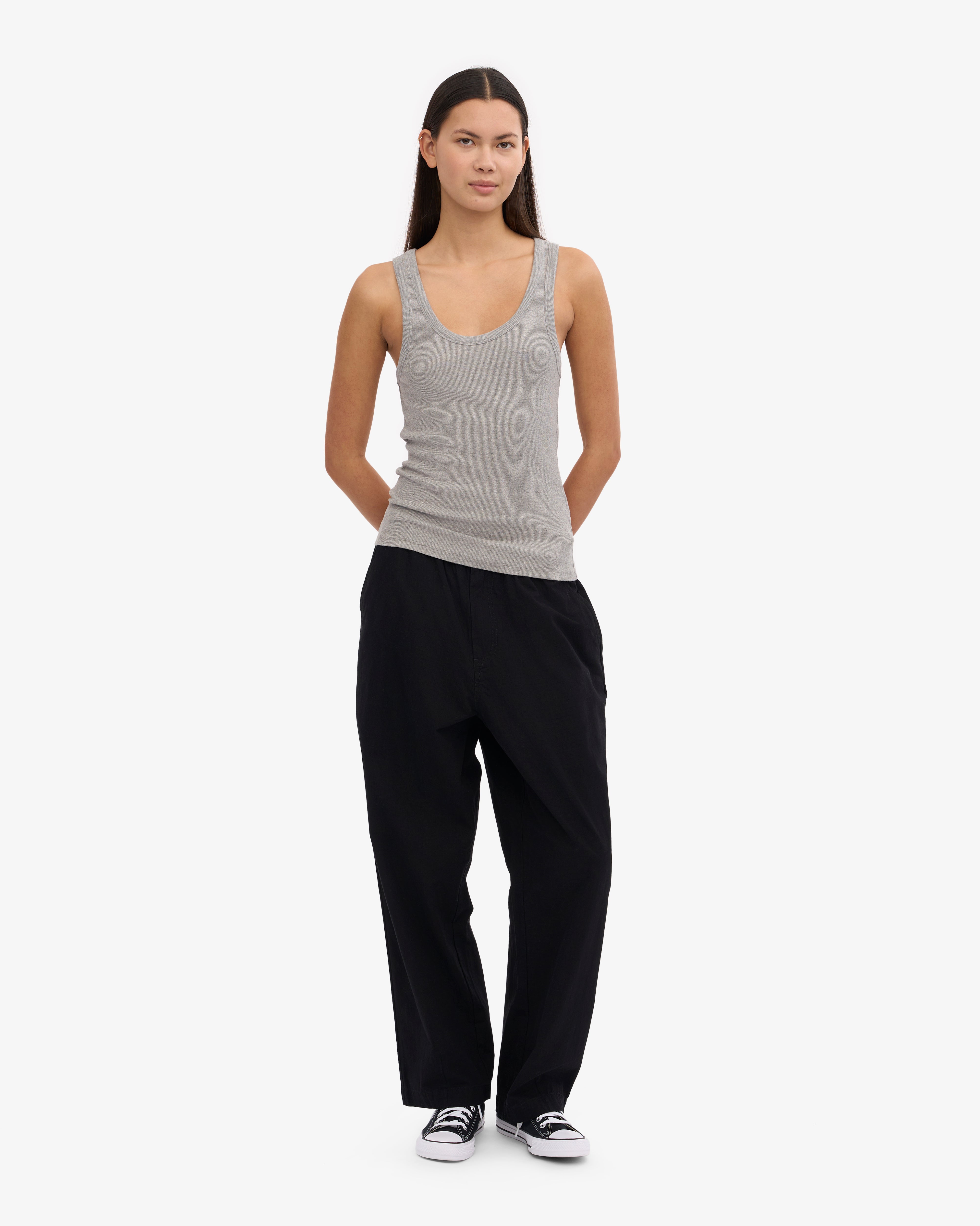 Women Organic Rib Tank Top - Heather Grey