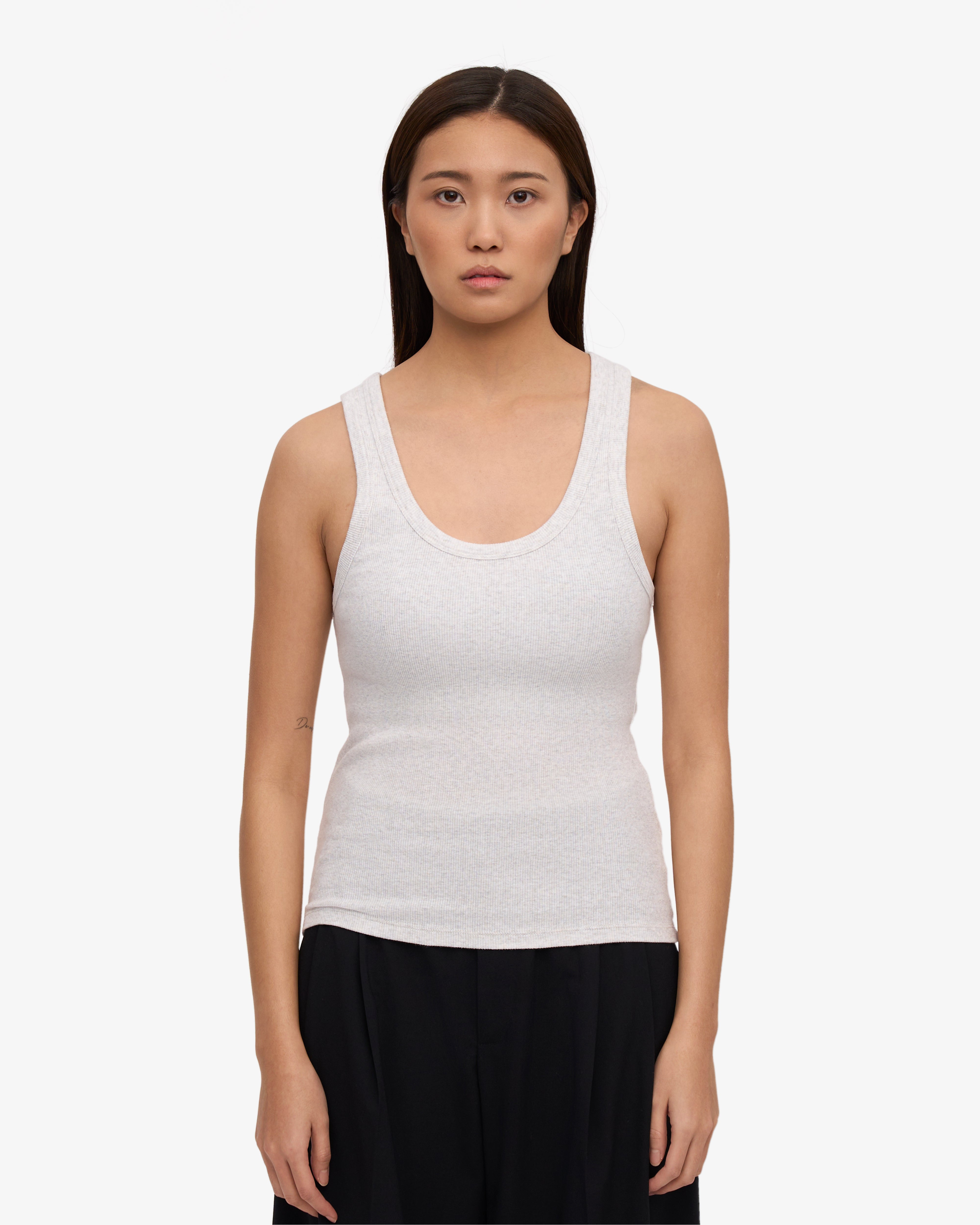 Women Organic Rib Tank Top - Snow Melange