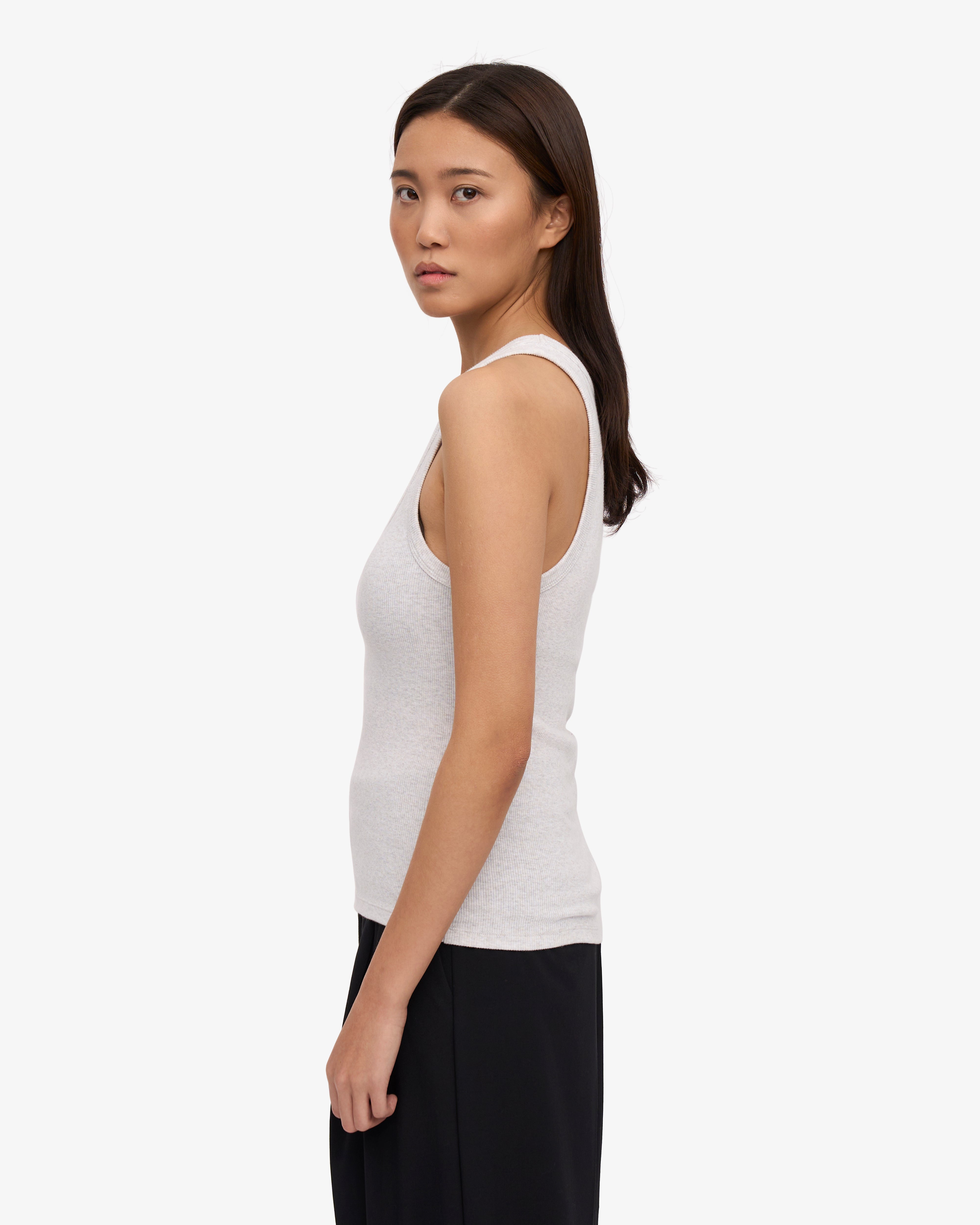 Women Organic Rib Tank Top - Snow Melange