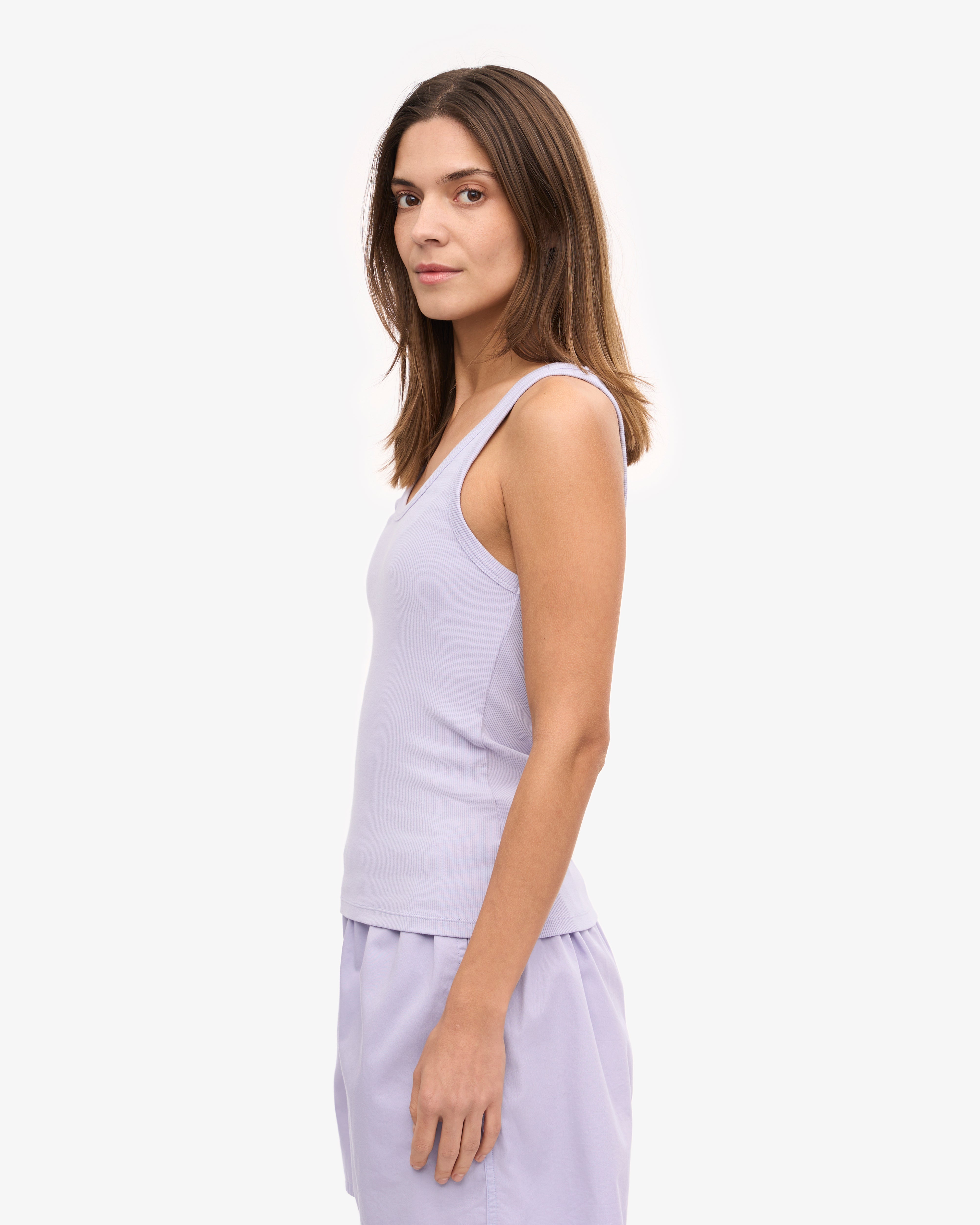 Women Organic Rib Tank Top - Soft Lavender