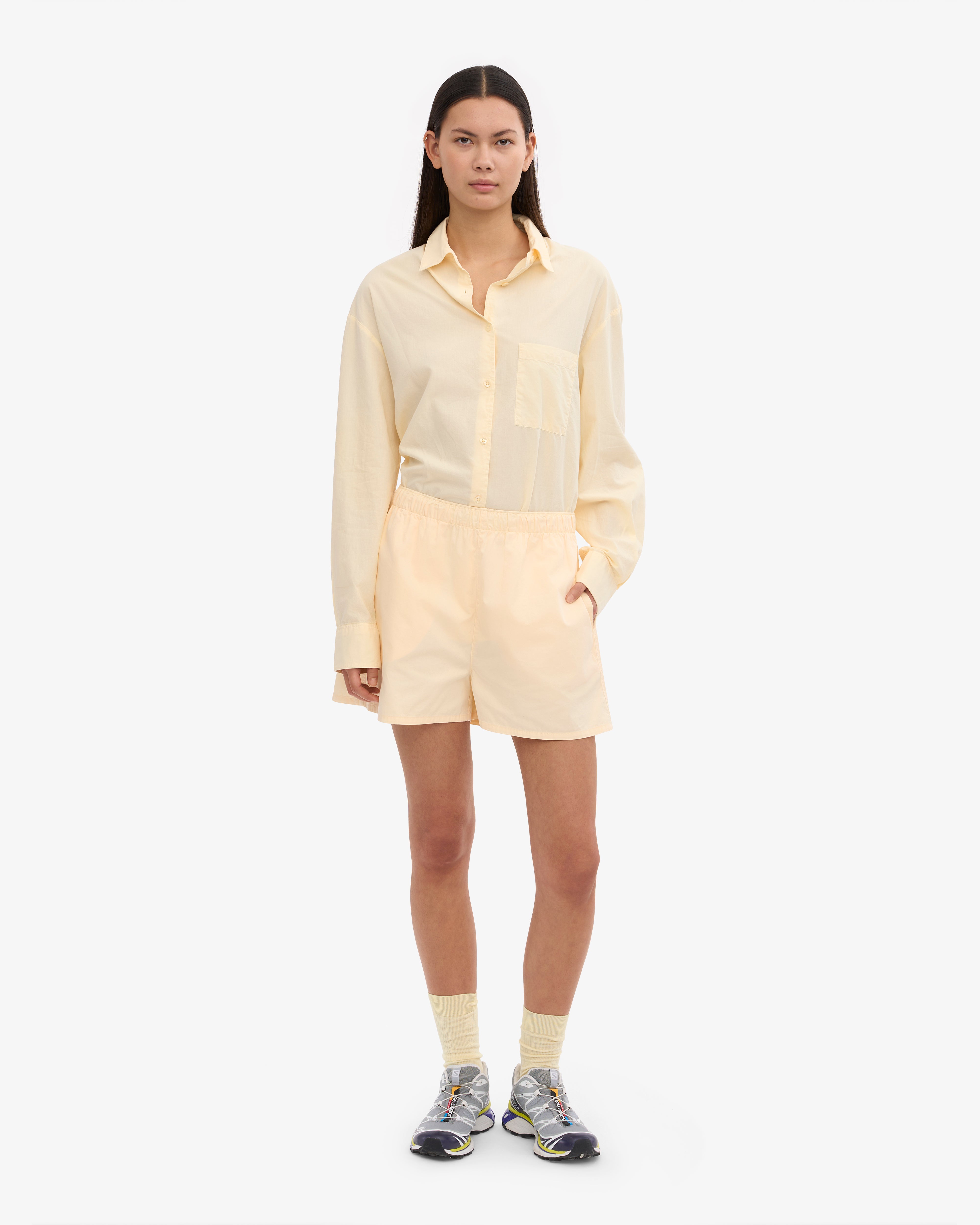 Women Organic Twill Shorts - Soft Yellow